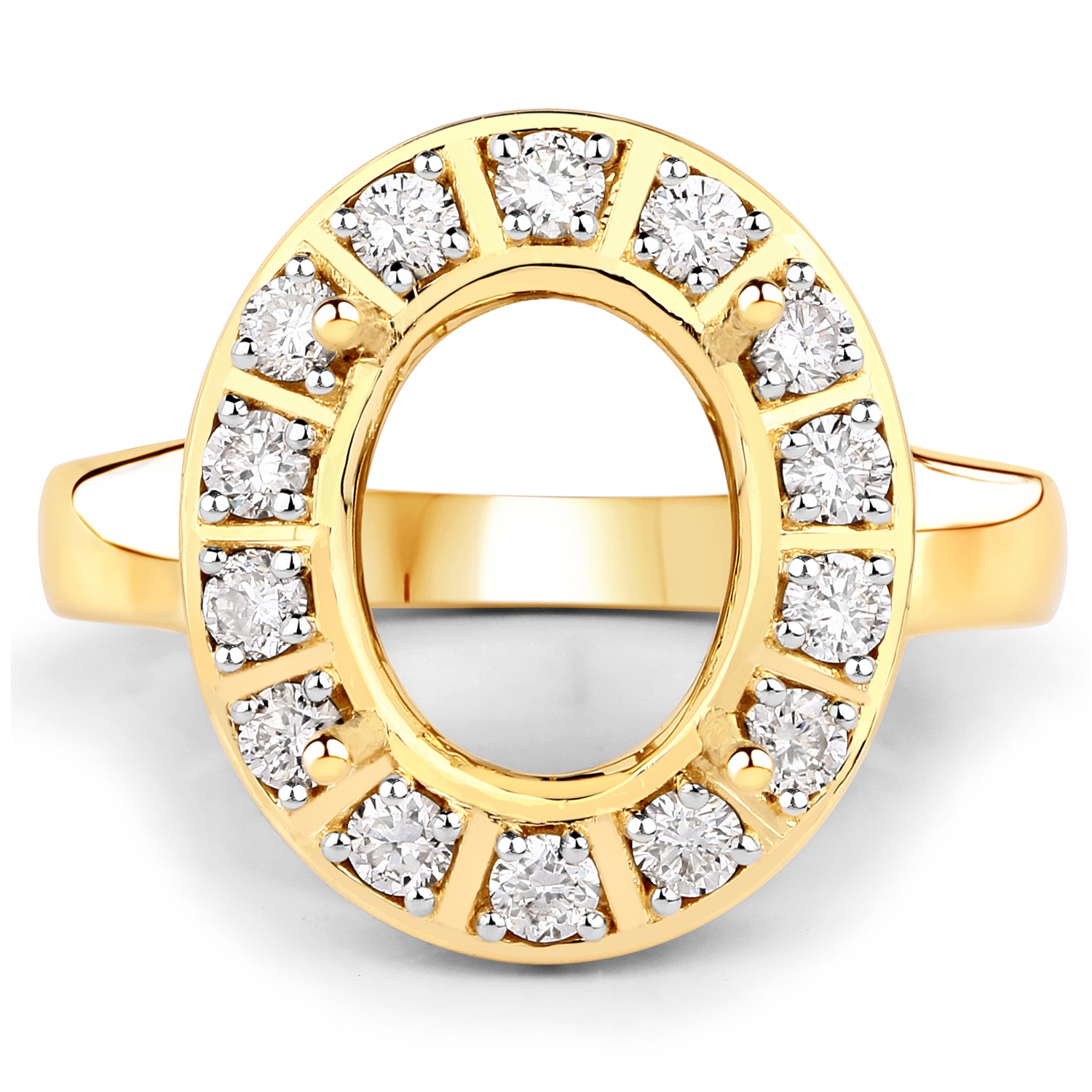 0.42 Carat Genuine White Diamond 14K Yellow Gold Ring