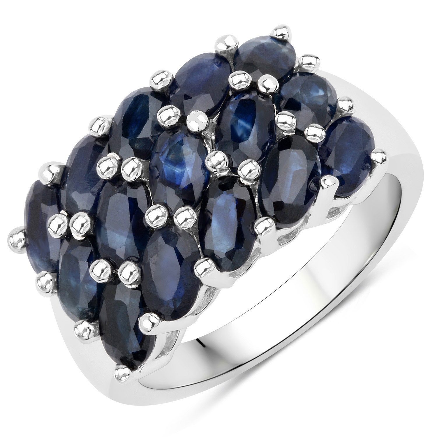 3.30 Carat Genuine Blue Sapphire .925 Sterling Silver Ring
