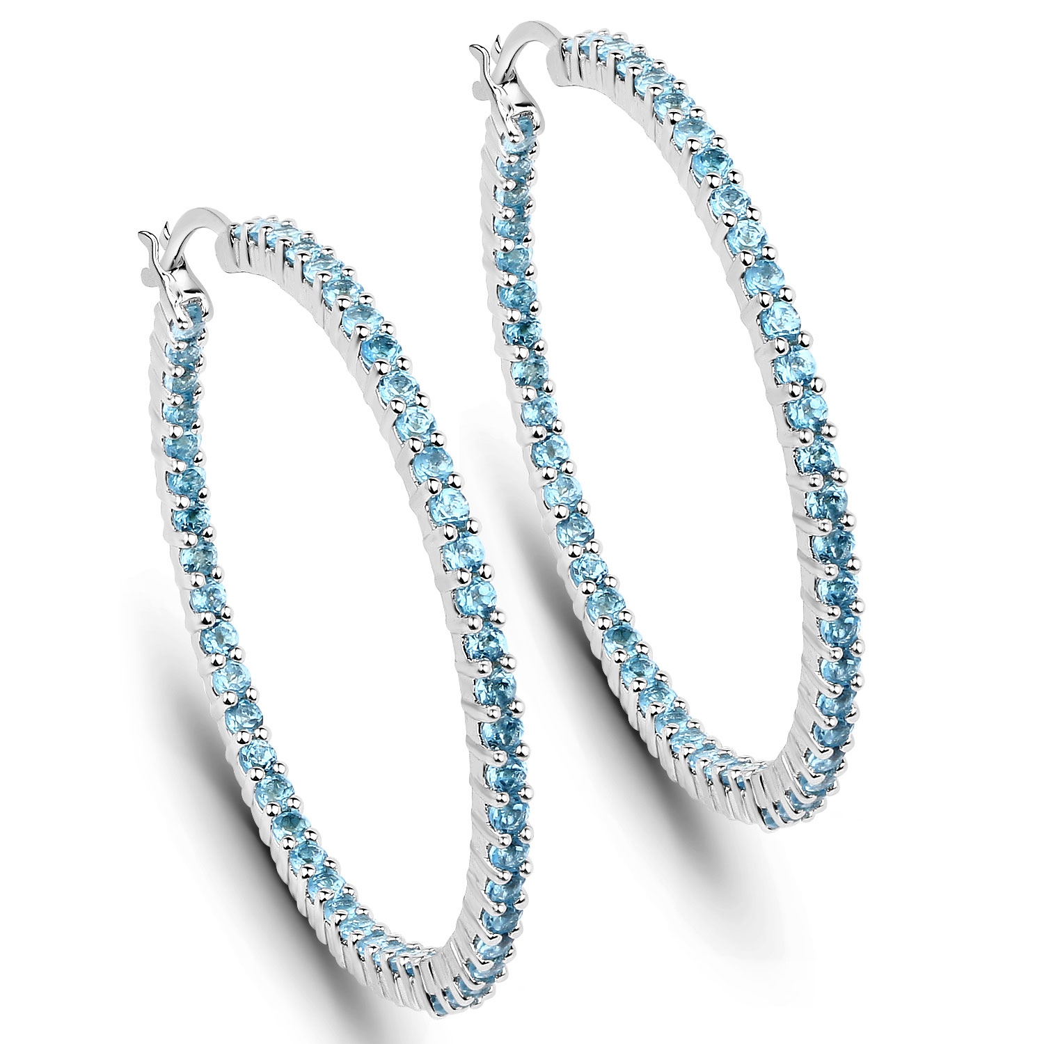 Boucles d'oreilles en argent sterling .925 K, topaze bleue suisse véritable de 3,60&nbsp;carat