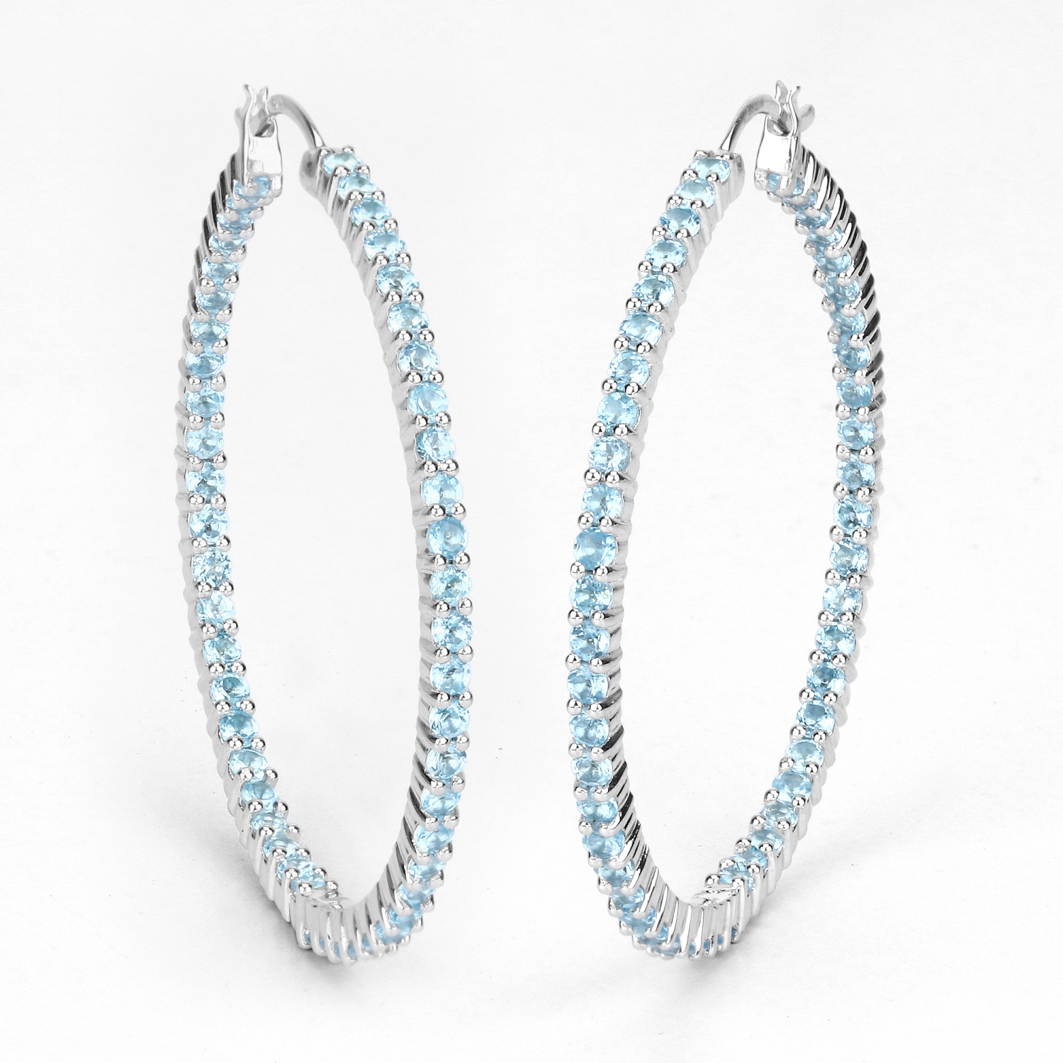 Boucles d'oreilles en argent sterling .925 K, topaze bleue suisse véritable de 3,60 carat