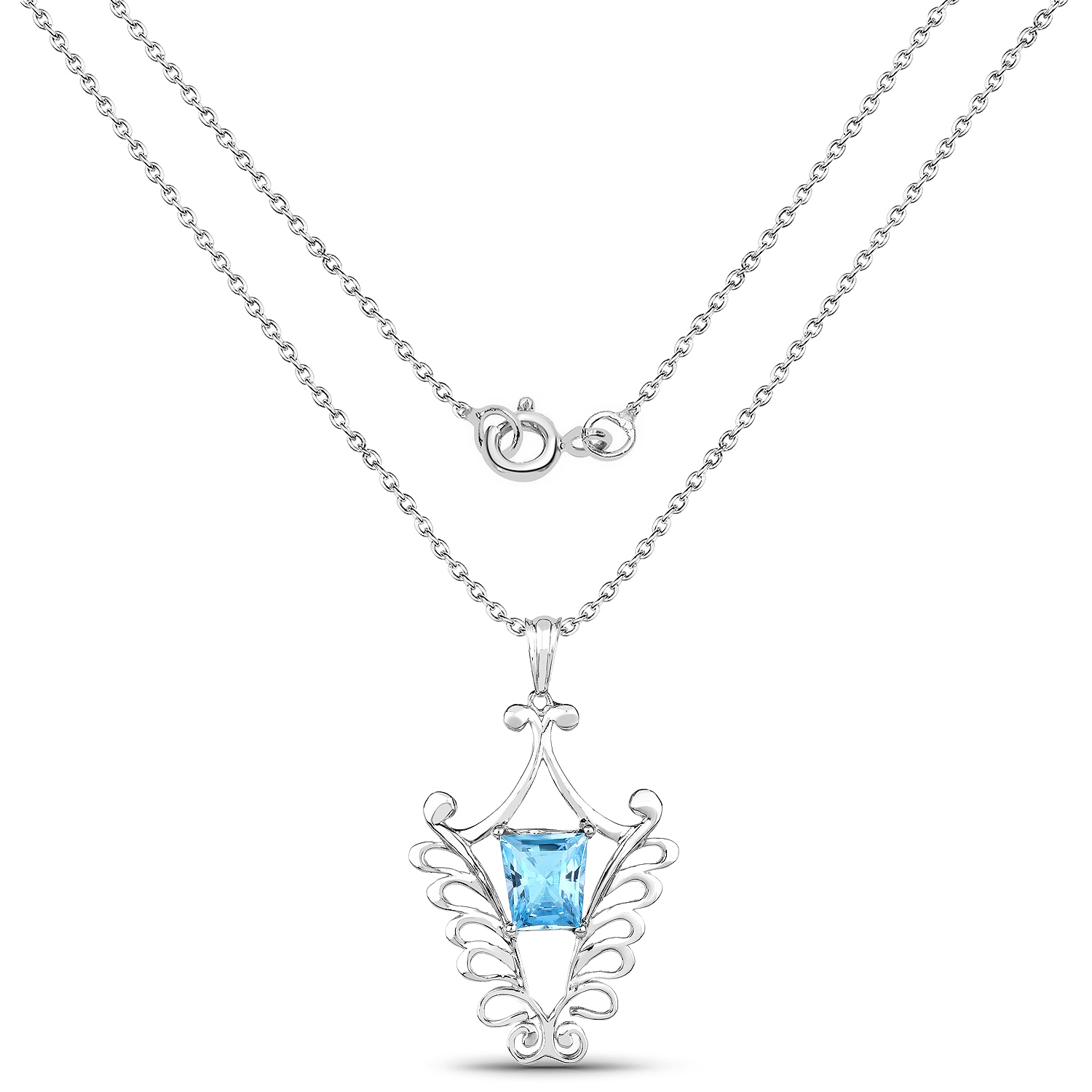 5.68 Carat Genuine Swiss Blue Topaz .925 Sterling Silver Pendant