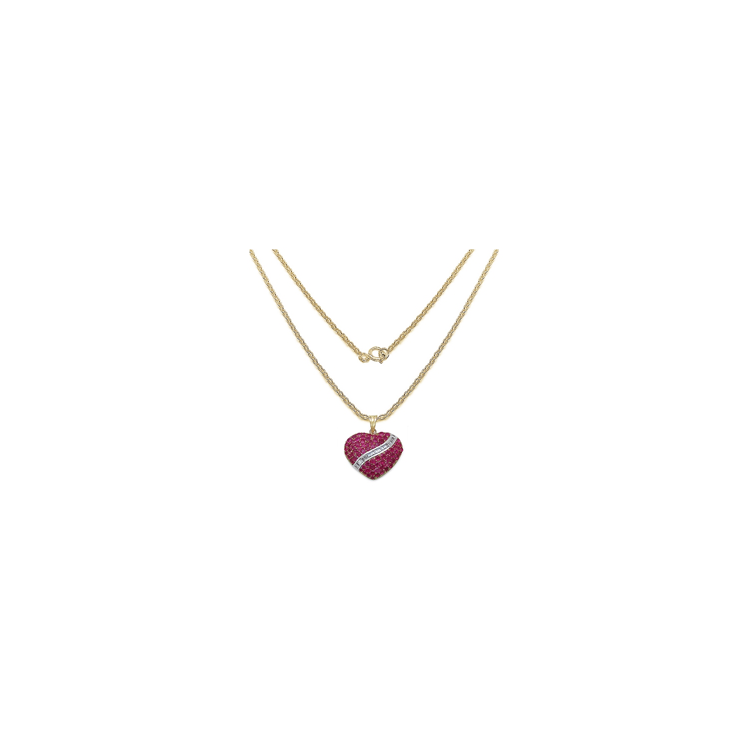 14K Yellow Gold Plated 4.67 Carat Genuine Ruby & White Topaz .925 Sterling Silver Pendant