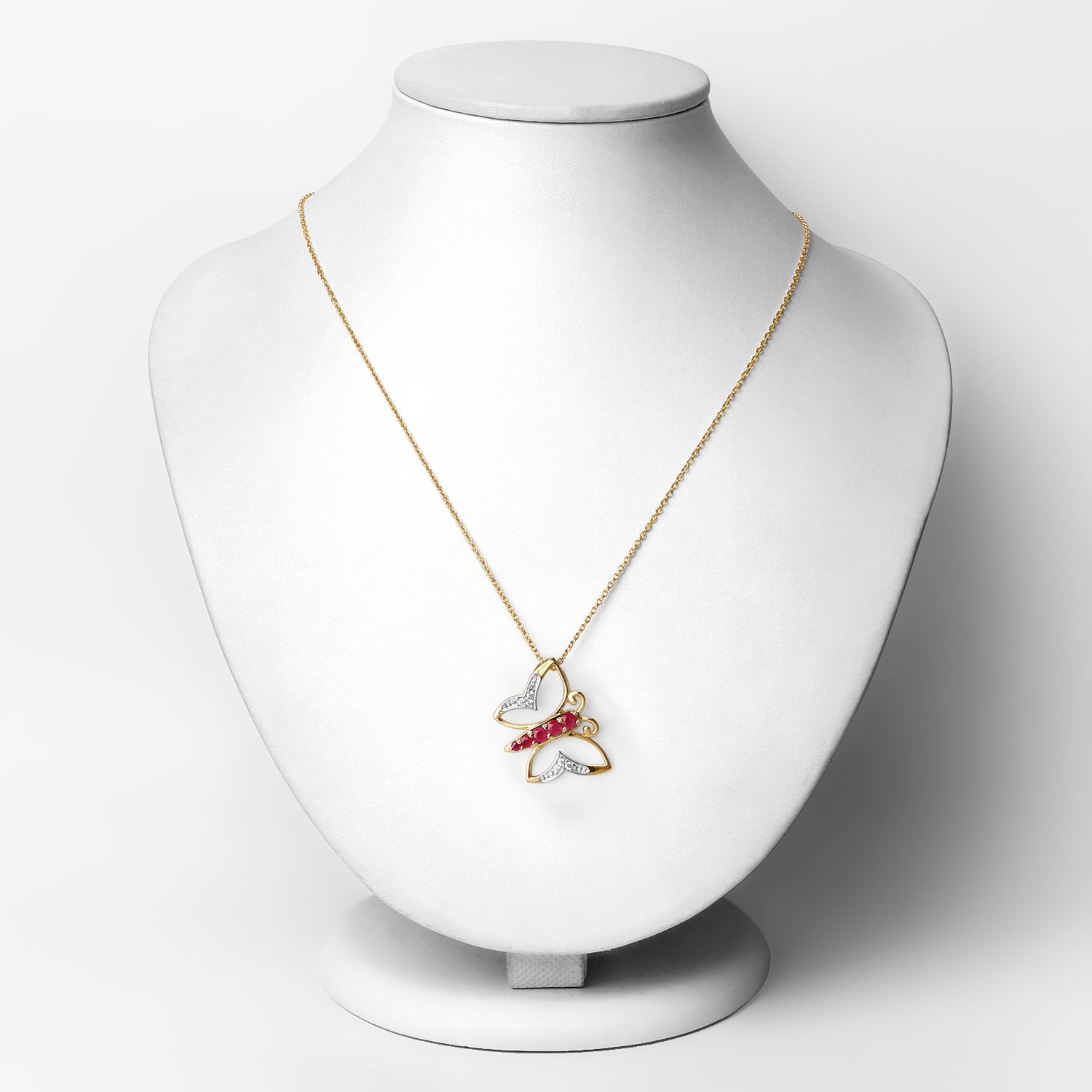 0.62 ct Genuine Ruby and White Zircon .925 Sterling Silver Necklace