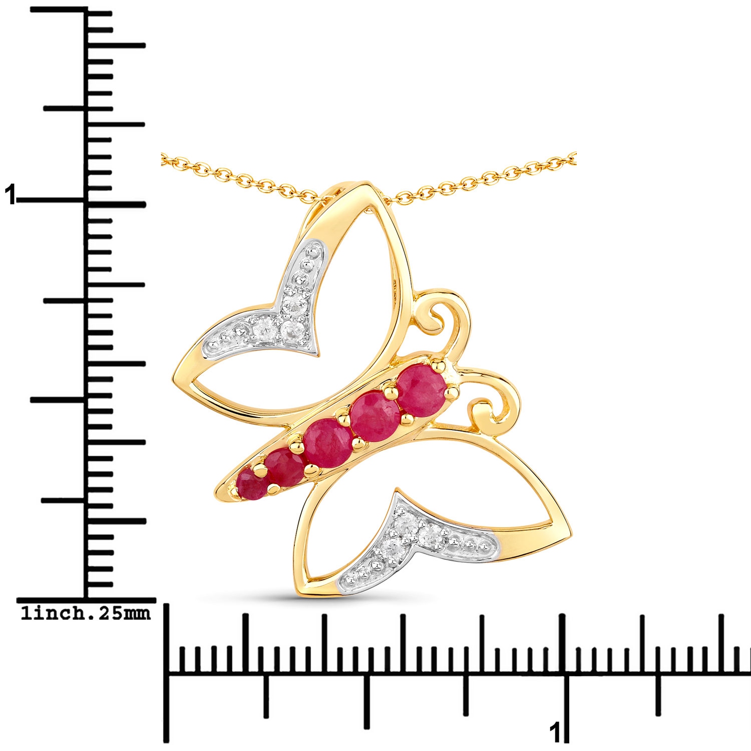 0.62 ct Genuine Ruby and White Zircon .925 Sterling Silver Necklace