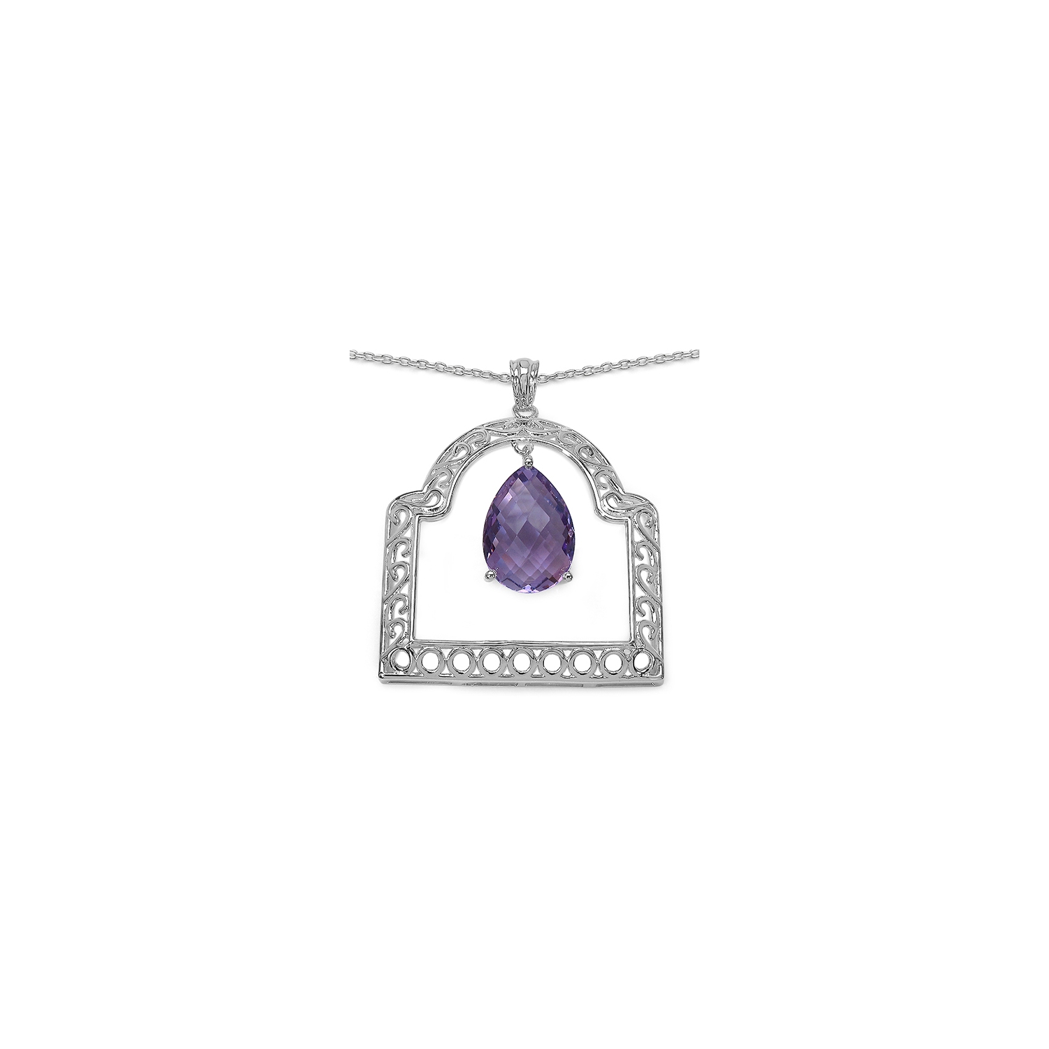 10.70 Carat Genuine Amethyst .925 Sterling Silver Pendant