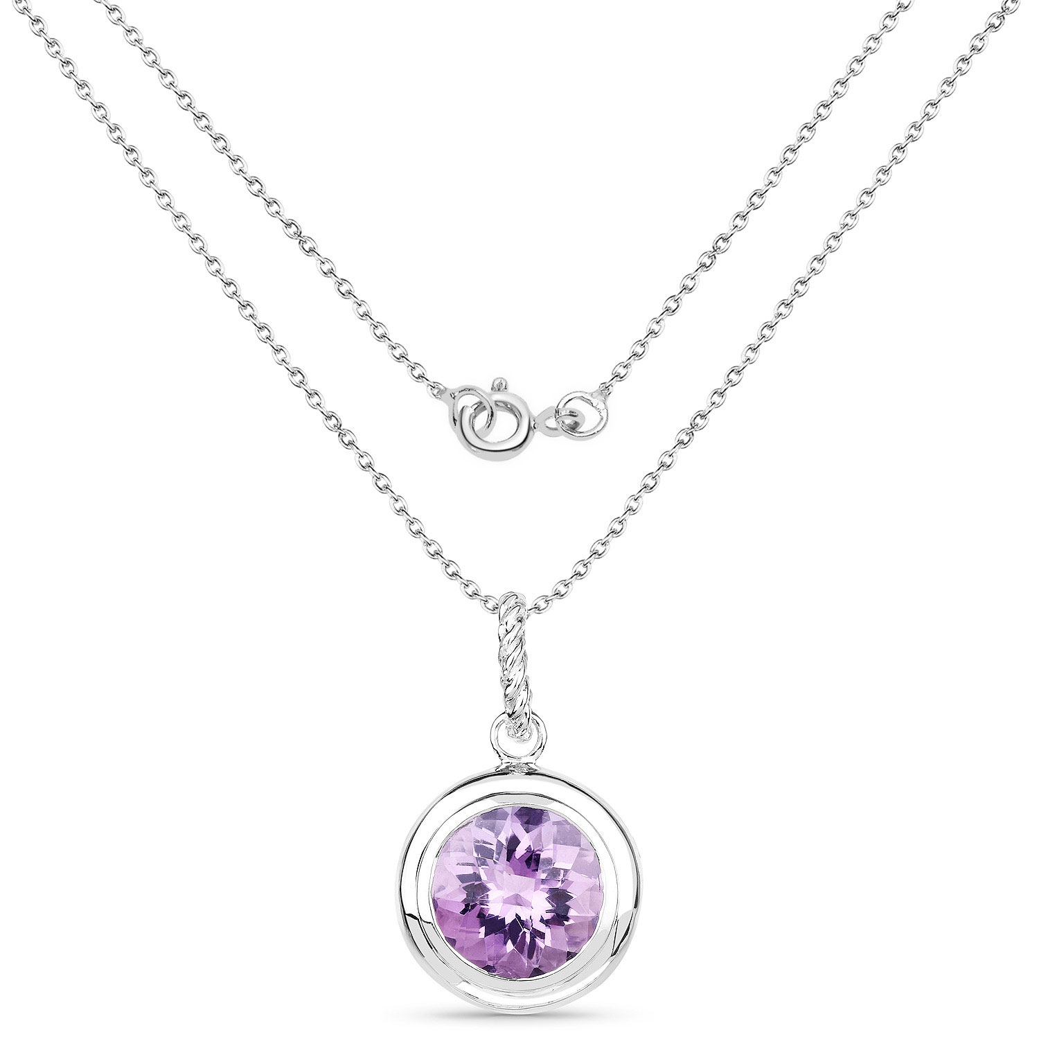 8.00 Carat Genuine Amethyst .925 Sterling Silver Pendant