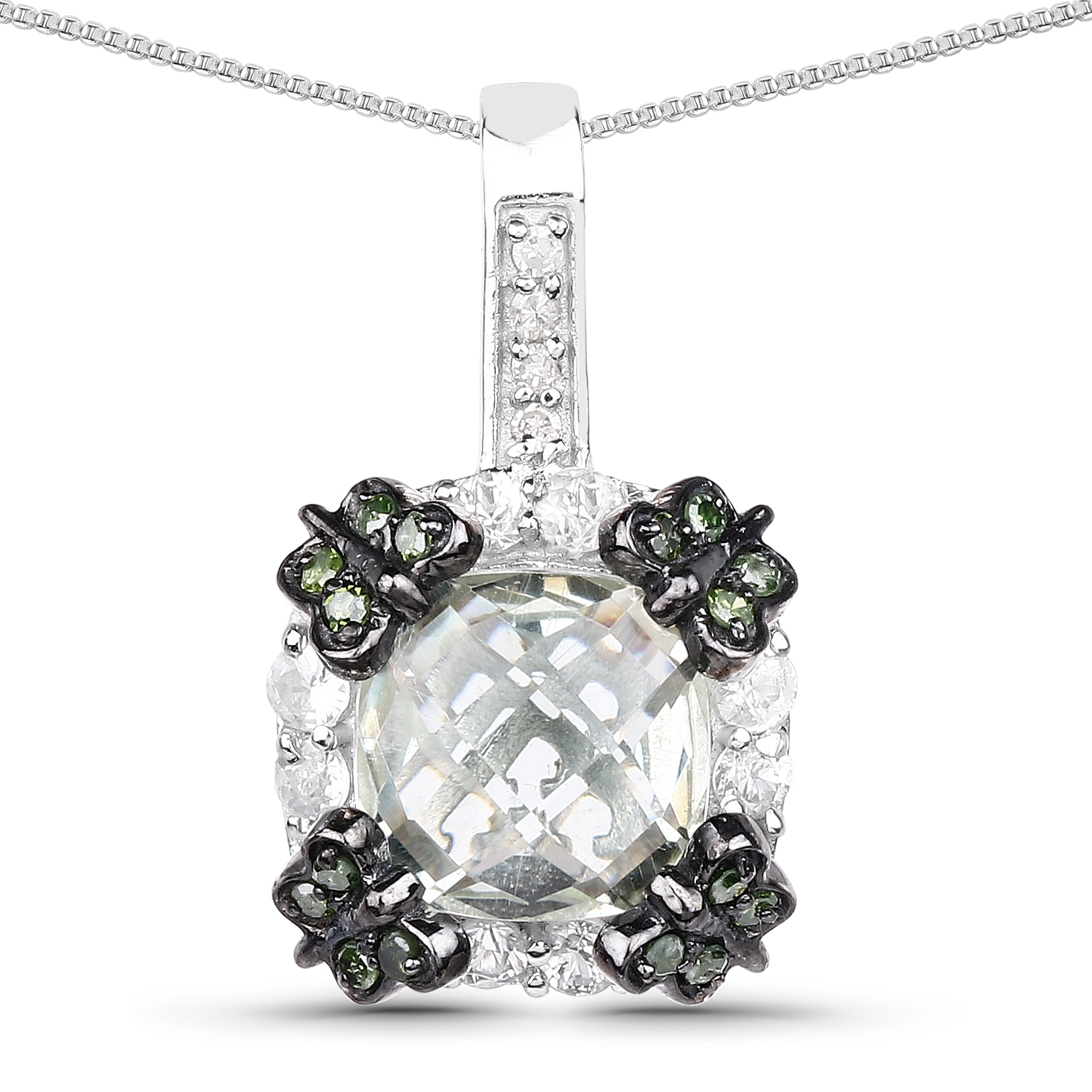 2.72 ct. Genuine Multi Stones .925 Sterling Silver Pendant