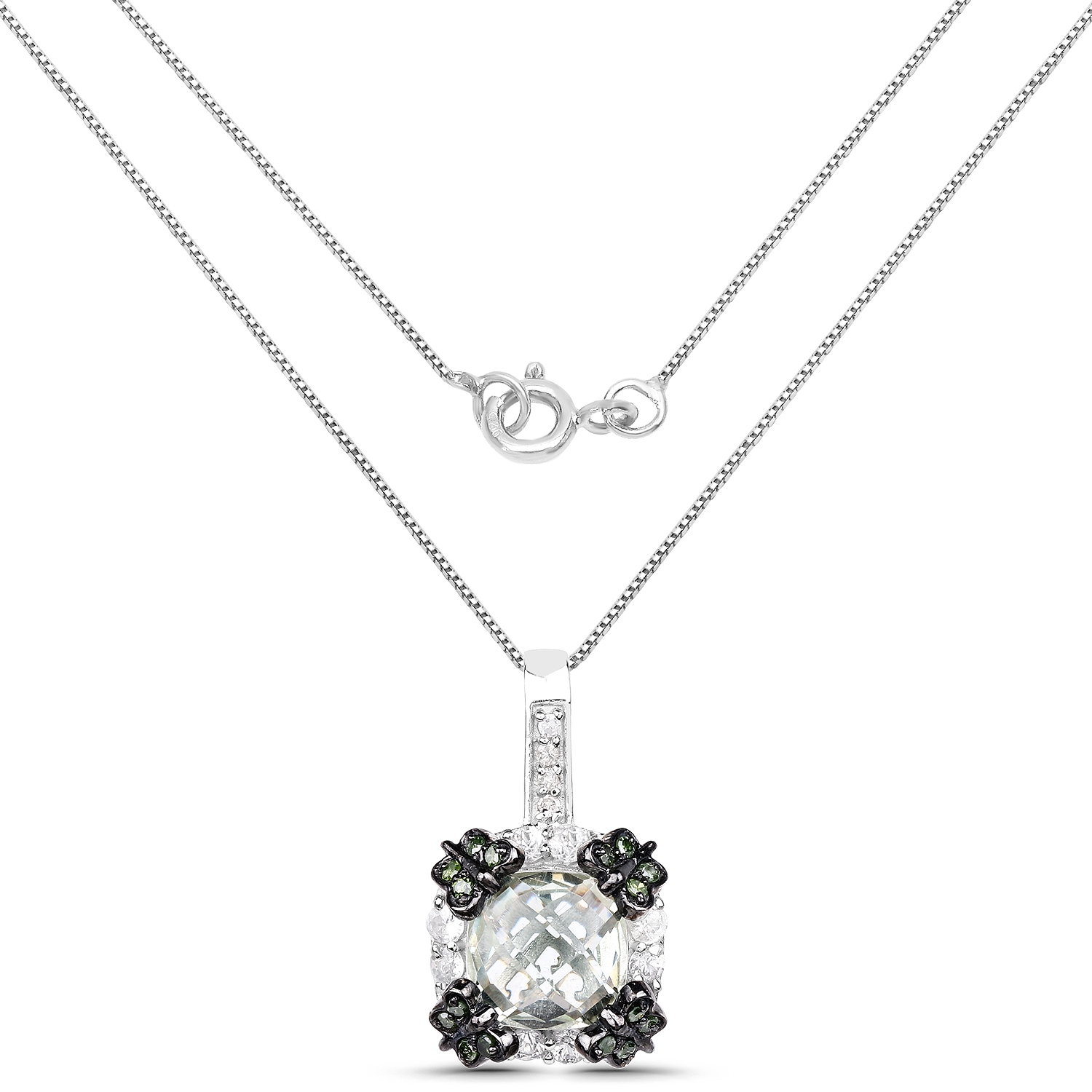 2.72 ct. Genuine Multi Stones .925 Sterling Silver Pendant