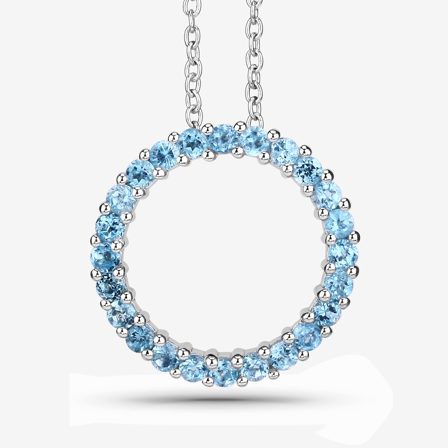 0.86 Carat Genuine Swiss Blue Topaz .925 Sterling Silver Pendant
