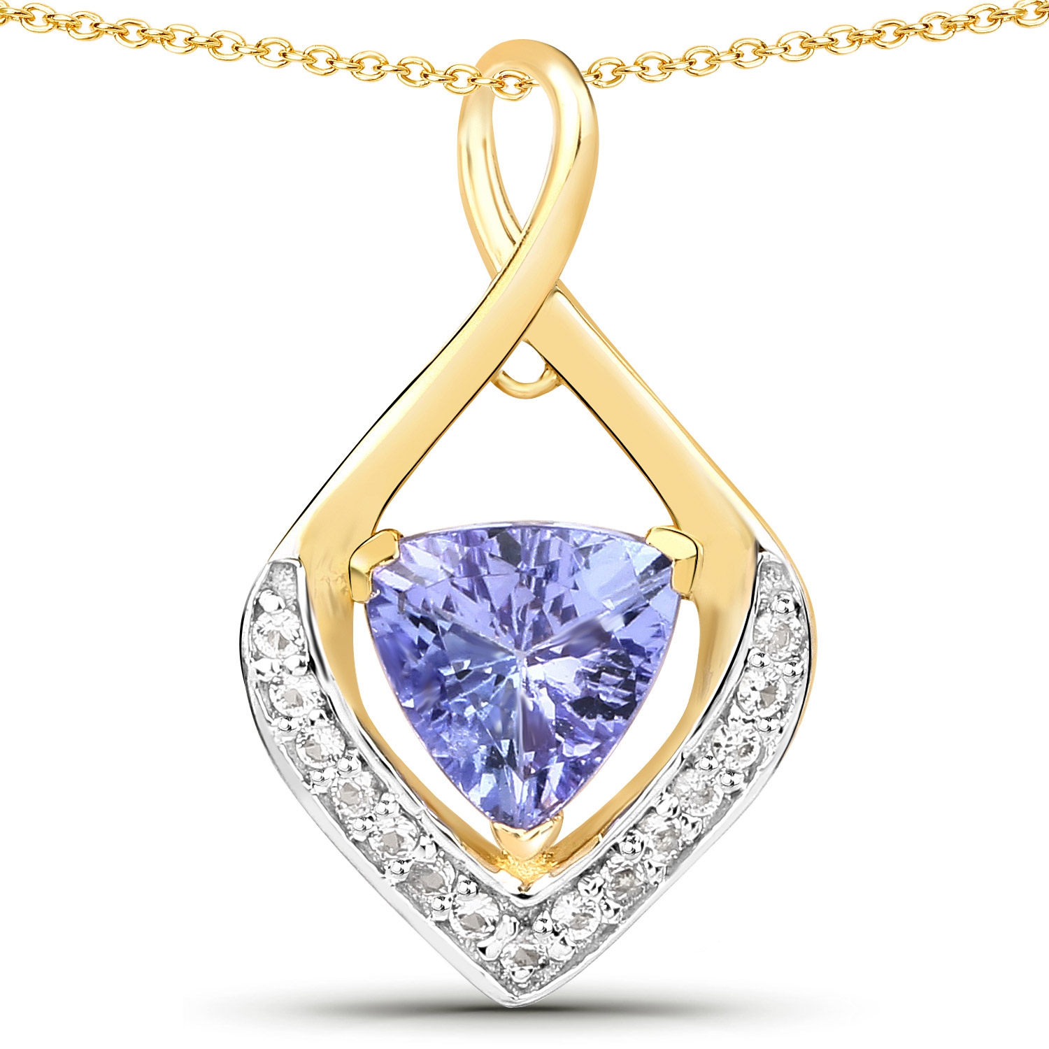 0.96 Carat Genuine Tanzanite and White Topaz .925 Sterling Silver Pendant