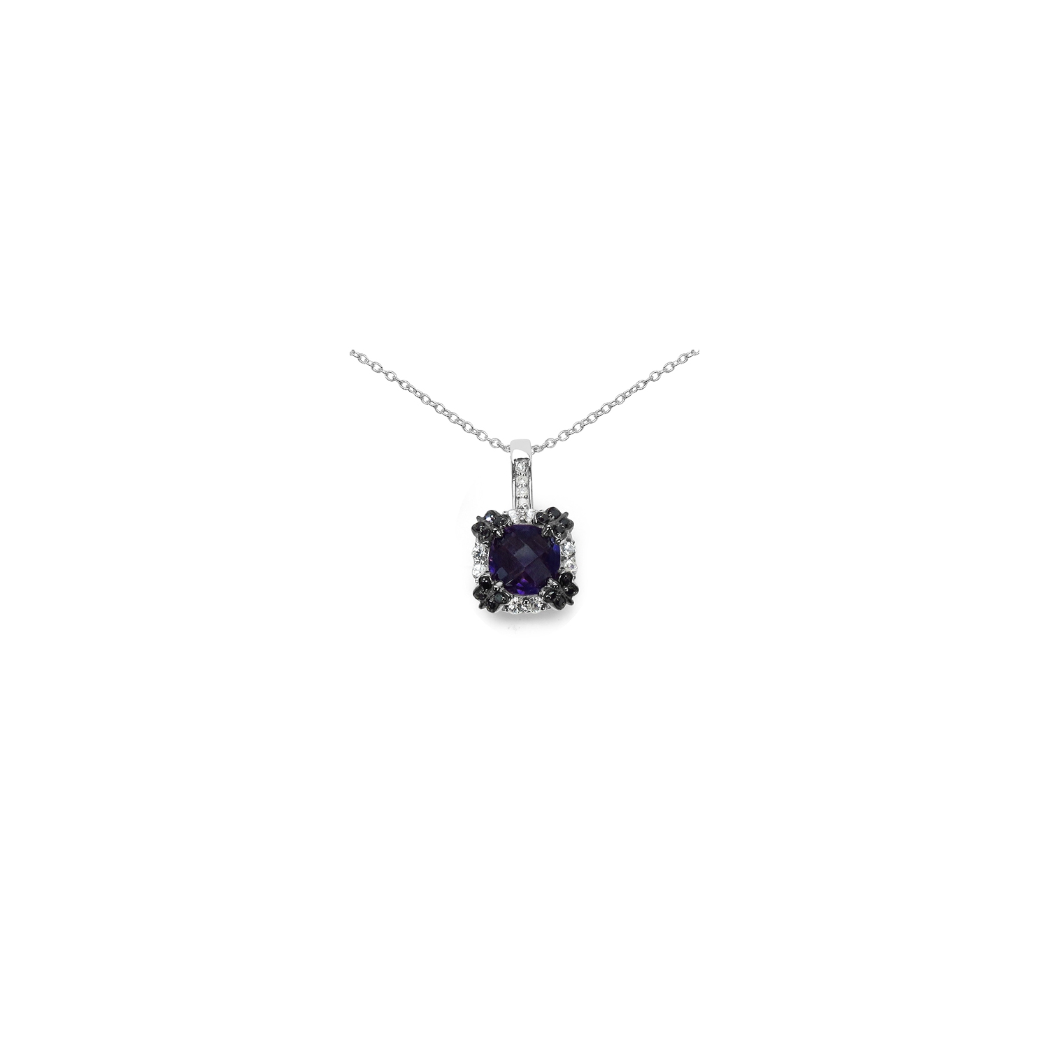 2.38 Carat Genuine Multi Stone .925 Sterling Silver Pendant