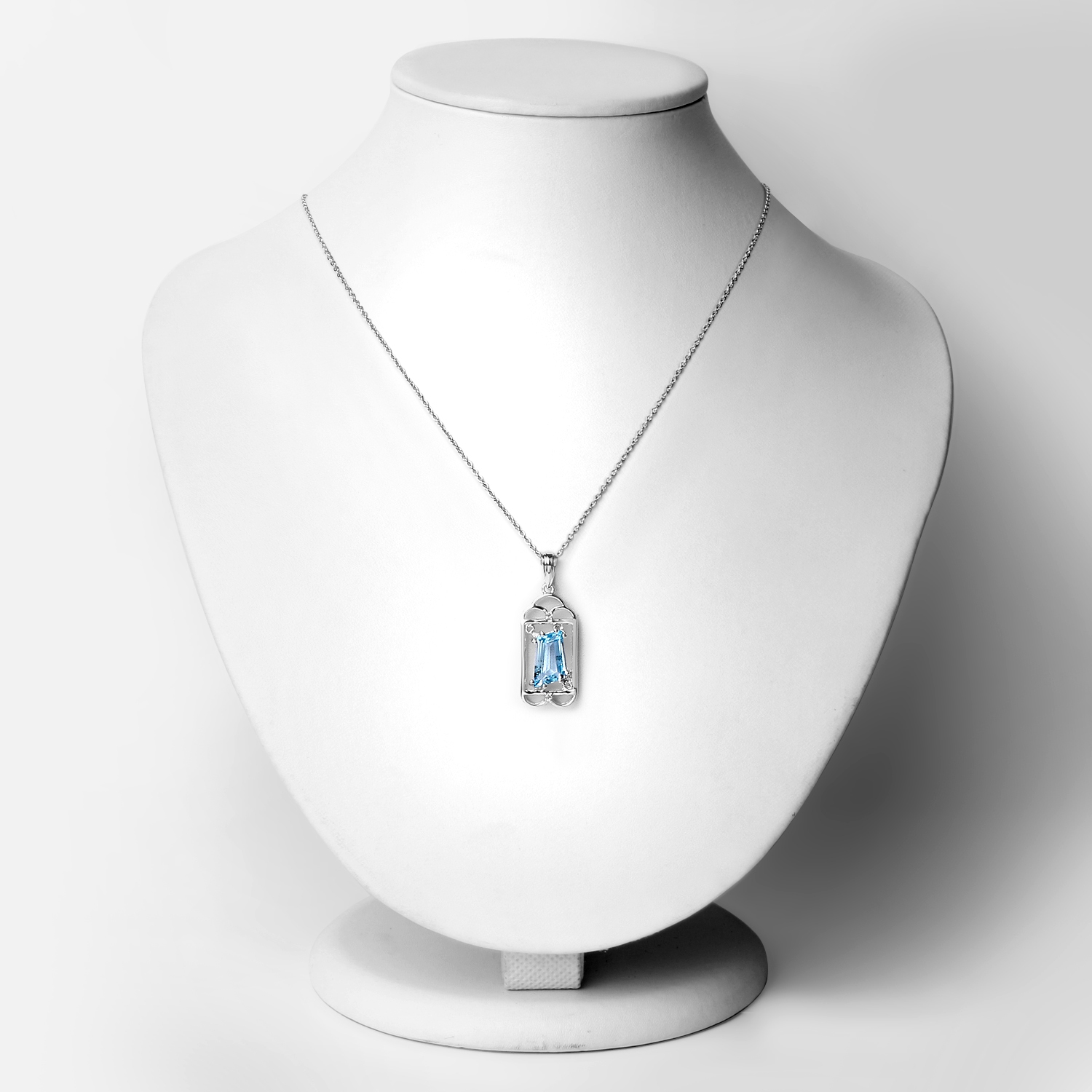 Pendentif en argent sterling .925 K, topaze bleue suisse véritable et topaze blanche de 4,57&nbsp;carat