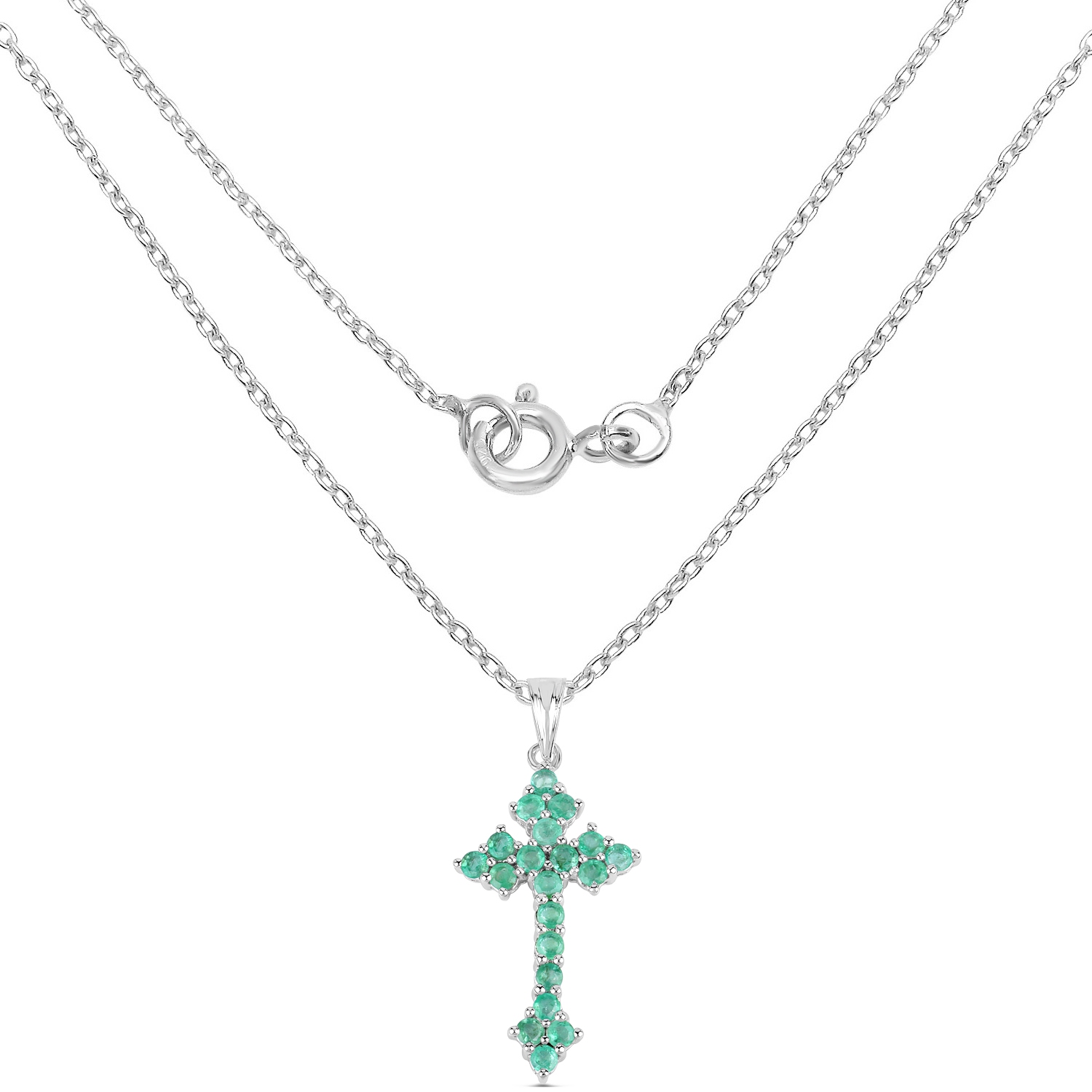 2.00 Carat Genuine Zambian Emerald .925 Sterling Silver Pendant