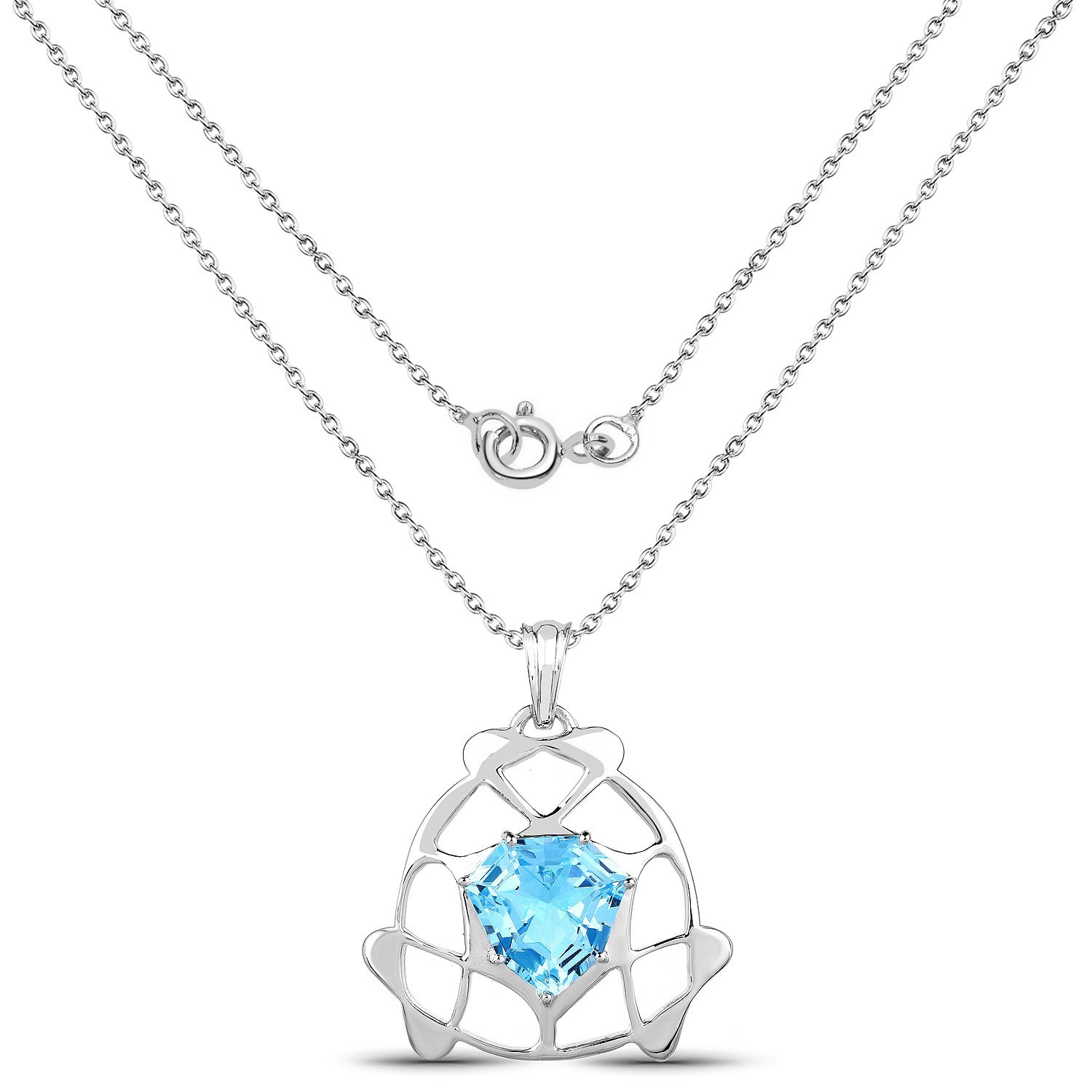 11.50 Carat Genuine Swiss Blue Topaz .925 Sterling Silver Pendant