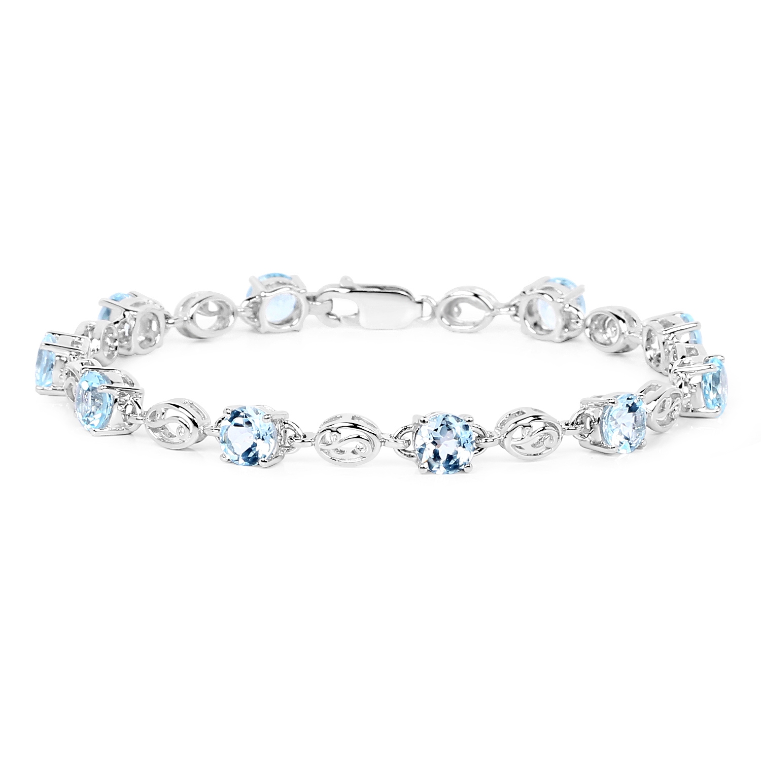 Bracelet en argent sterling avec topaze bleue véritable 10,50&nbsp;carat