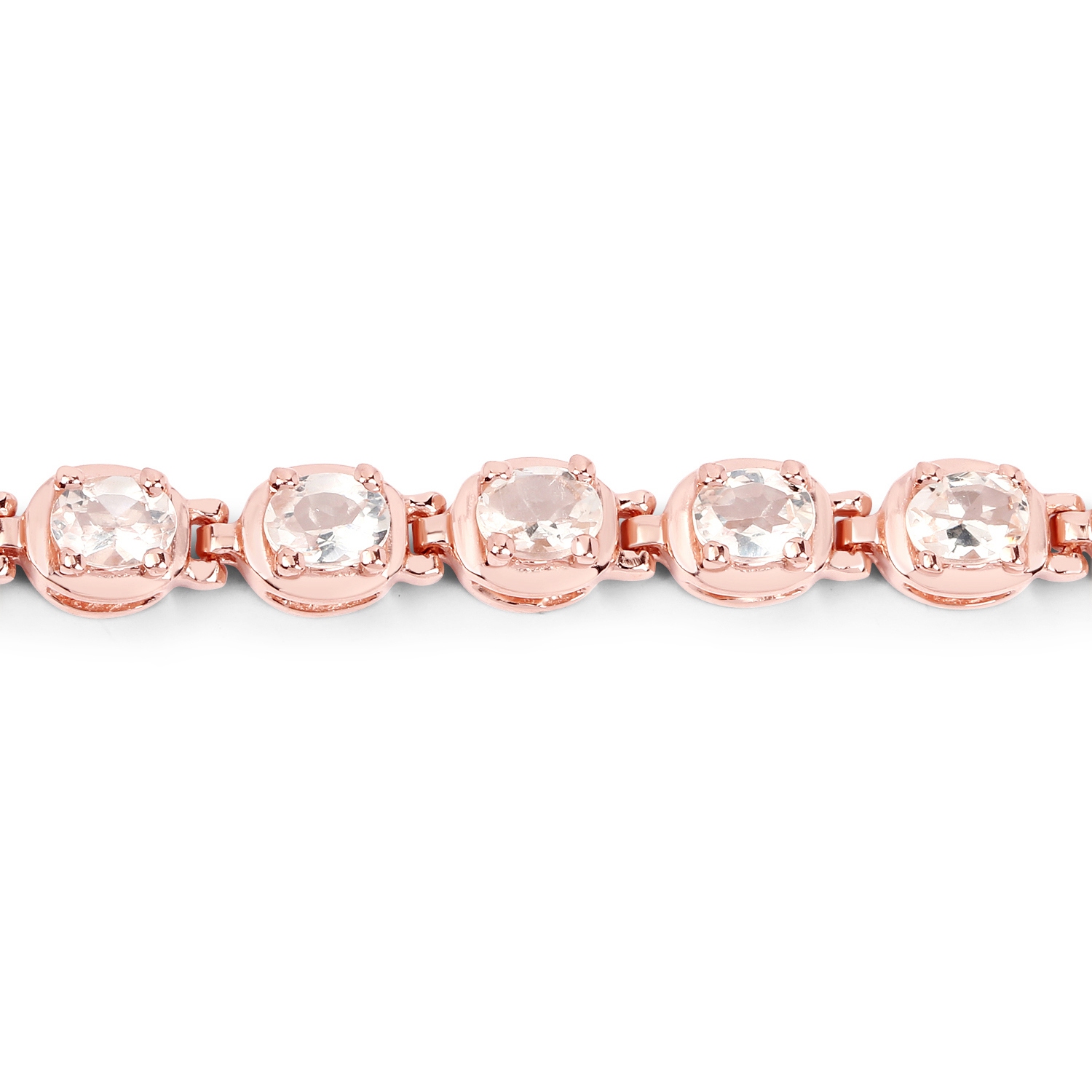 Bracelet en argent sterling plaqué or rose 14K ct avec morganite véritable 3,90 ct .925