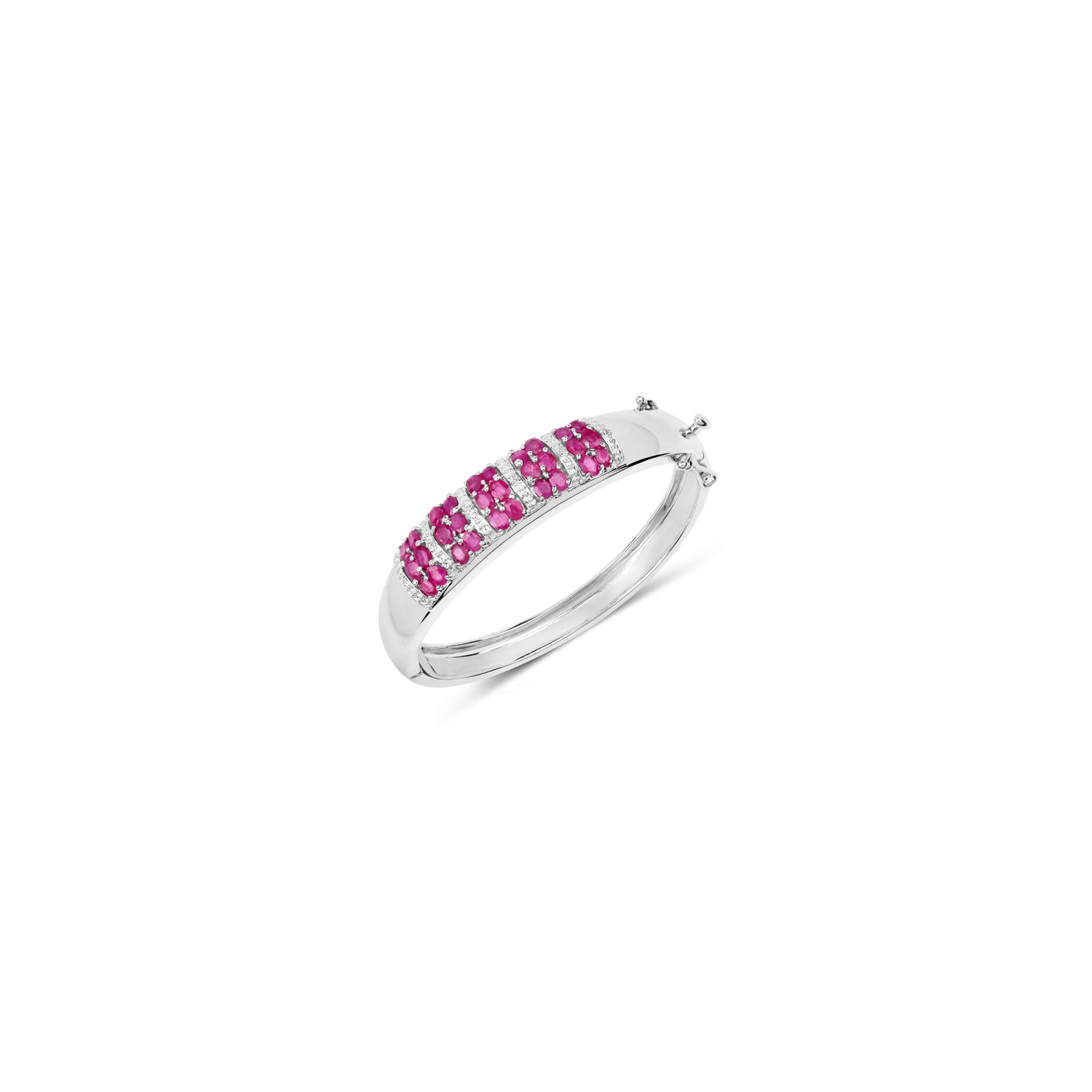 6.65 Carat Genuine Ruby and White Topaz .925 Sterling Silver Bracelet
