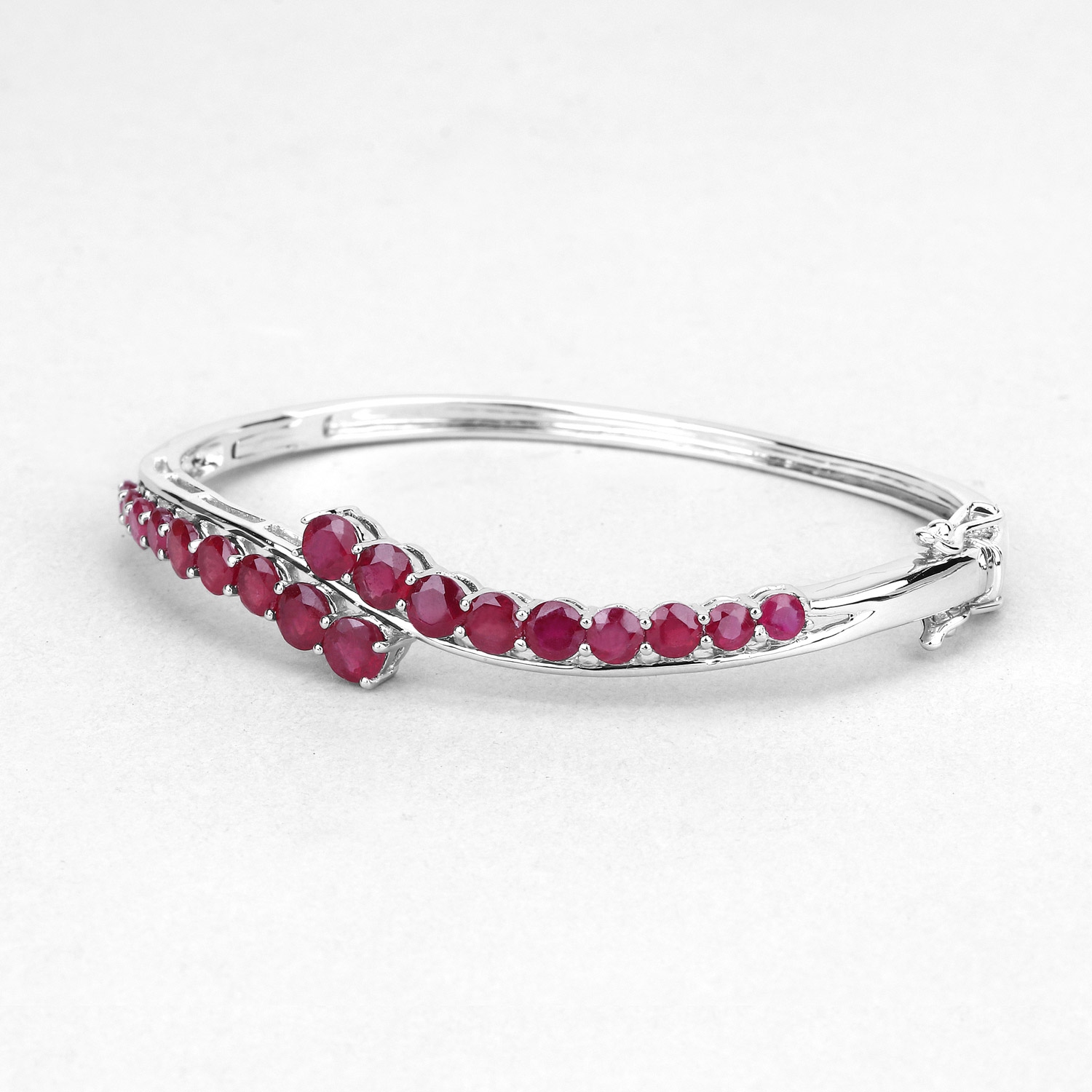 Bracelet en argent sterling avec rubis et verre à bourre de 7,48&nbsp;carat