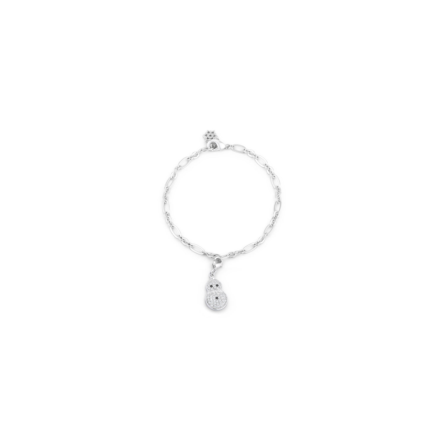 Bracelet à breloques des Fêtes, bonhomme de neige, zircon cubique 0,2ct mm