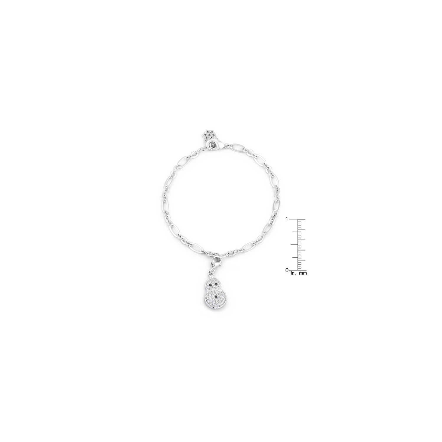 Bracelet à breloques des Fêtes, bonhomme de neige, zircon cubique 0,2ct mm
