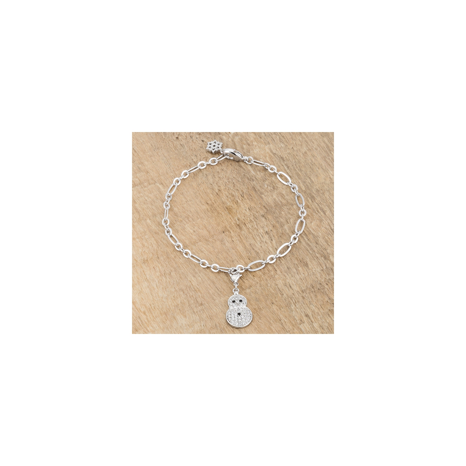 Bracelet à breloques des Fêtes, bonhomme de neige, zircon cubique 0,2ct mm