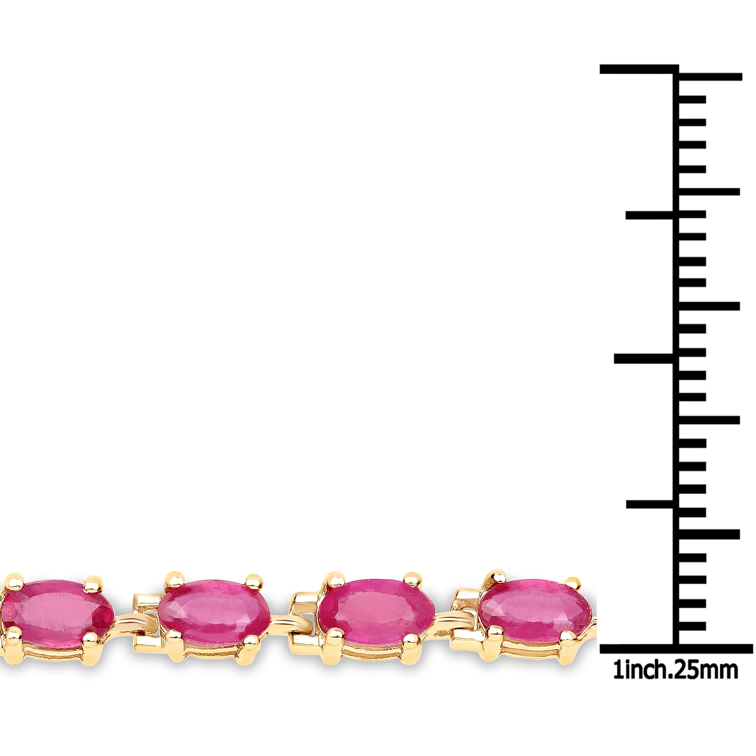 Bracelet en argent sterling .925&nbsp;mm avec rubis en verre 7,00&nbsp;carat plaqué or jaune 14K ct