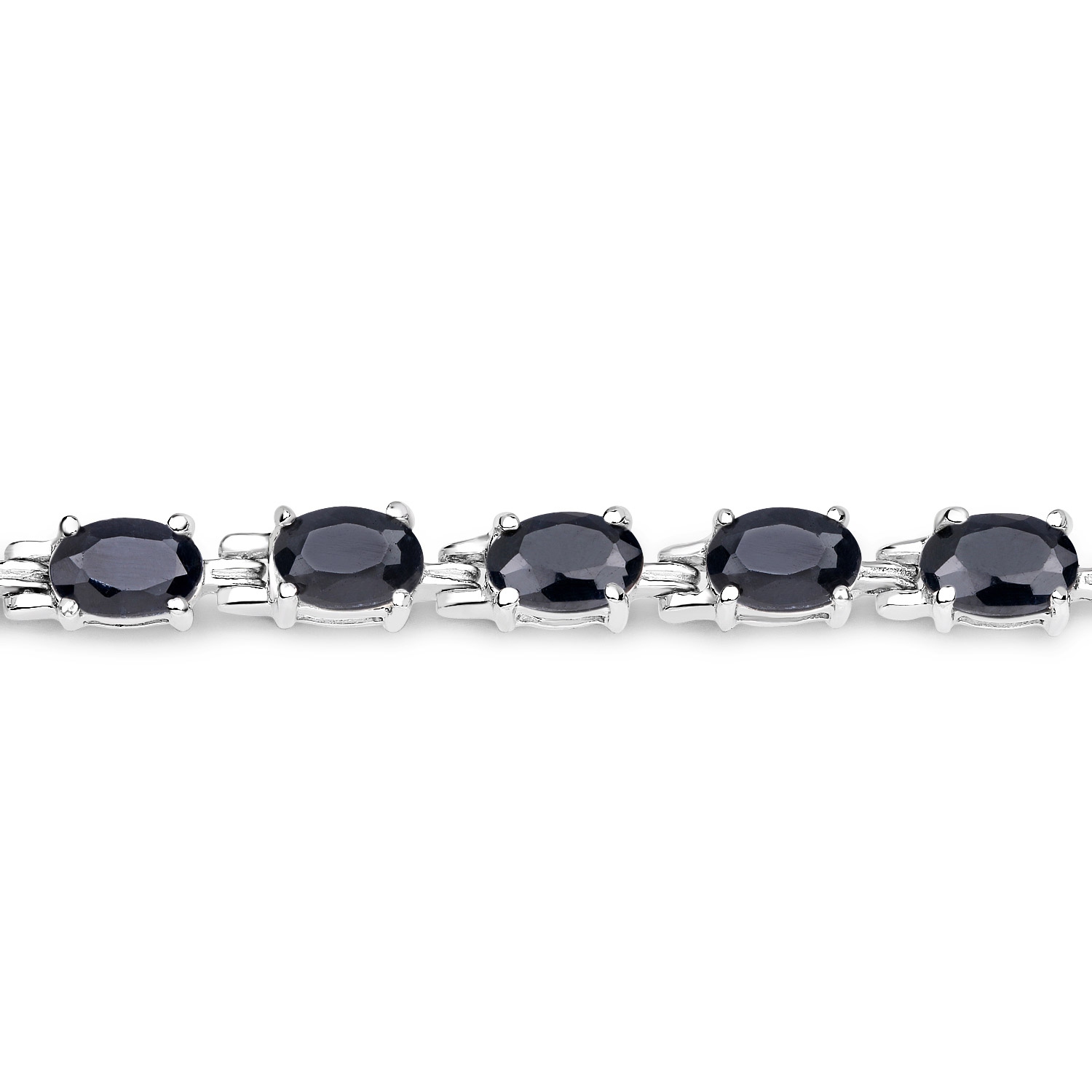 Bracelet en argent sterling de .925&nbsp;mm avec saphirs noirs véritables d'12,10&nbsp;carat