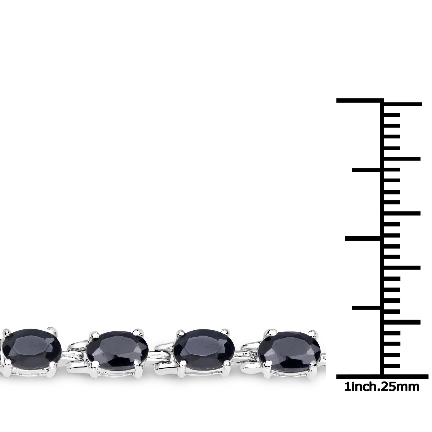 Bracelet en argent sterling de .925&nbsp;mm avec saphirs noirs véritables d'12,10&nbsp;carat