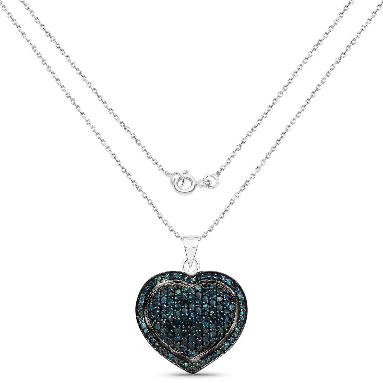 Pendentif en argent sterling .925 ct avec diamants bleus véritables d'1,25&nbsp;carat