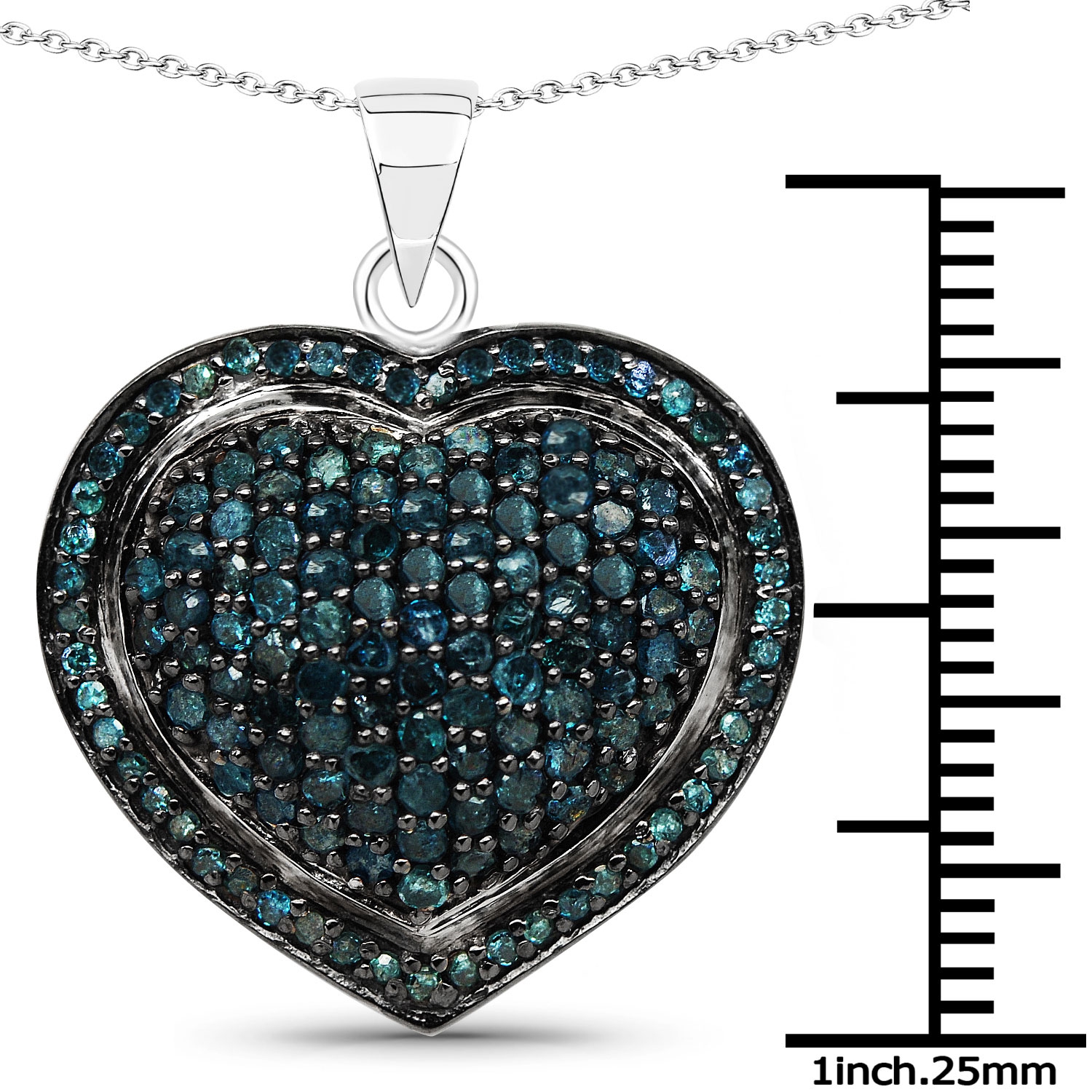 Pendentif en argent sterling .925 ct avec diamants bleus véritables d'1,25&nbsp;carat