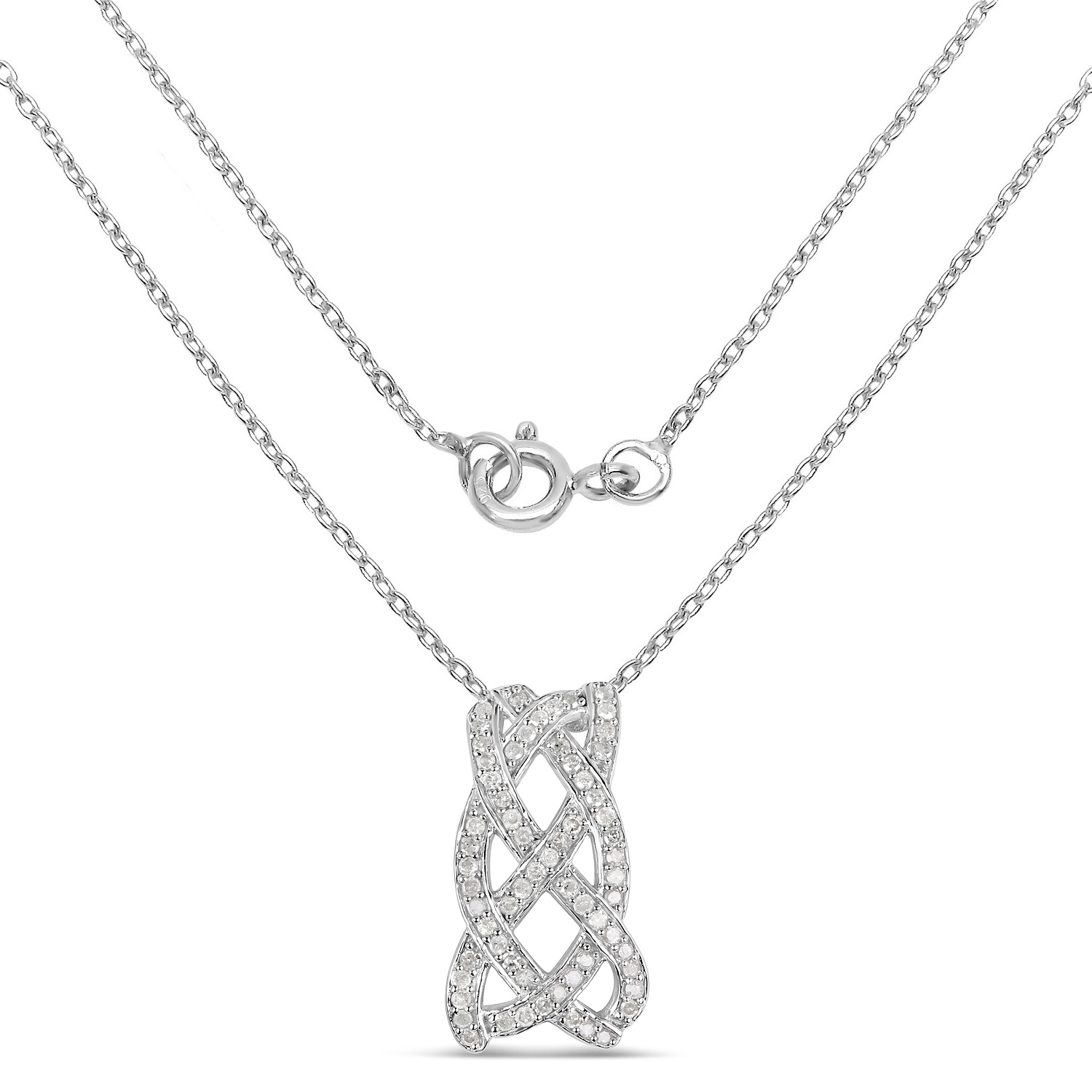 0.54 Carat Genuine White Diamond .925 Sterling Silver Pendant