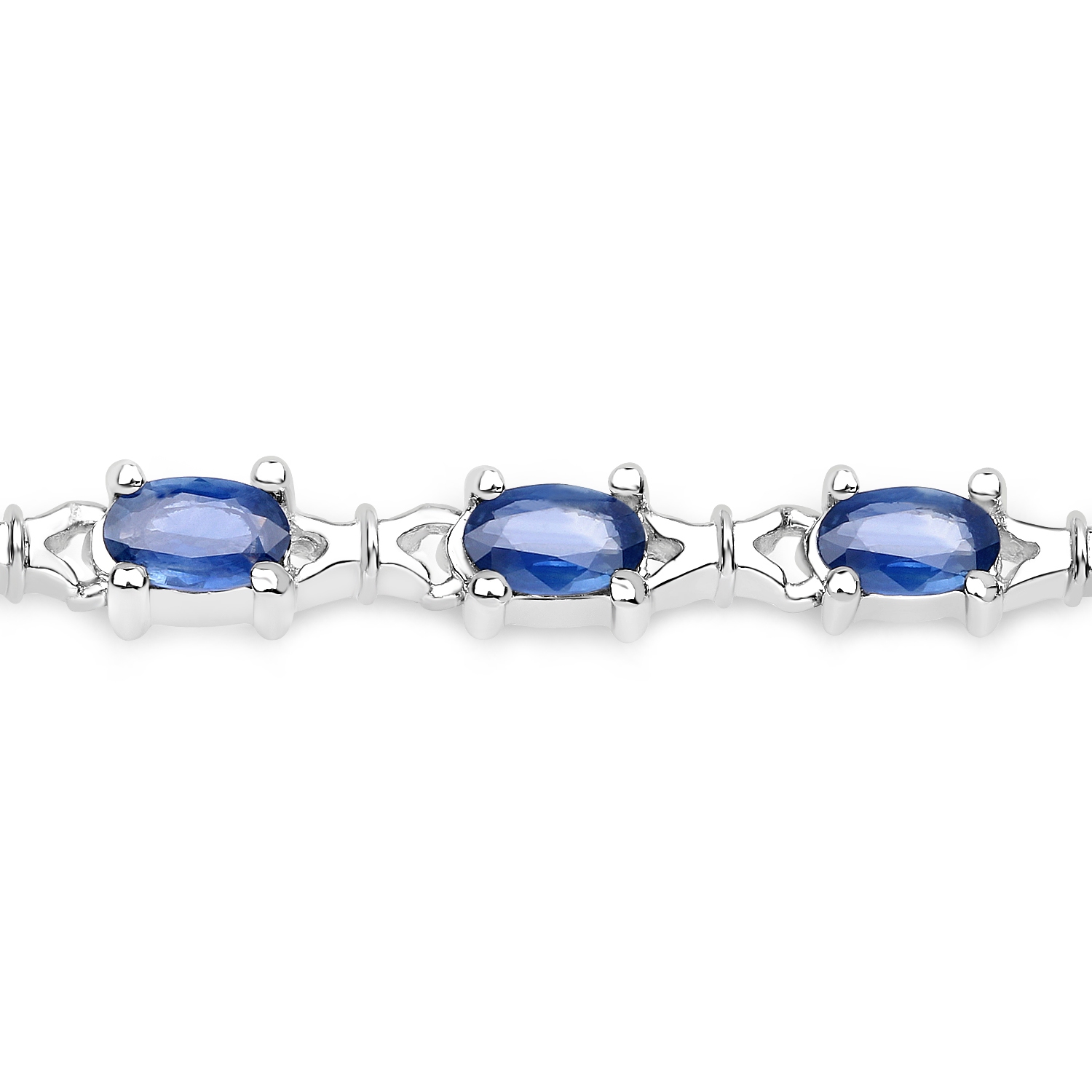 Bracelet en argent sterling de .925 mm avec saphirs bleus véritables d'4,18 carat