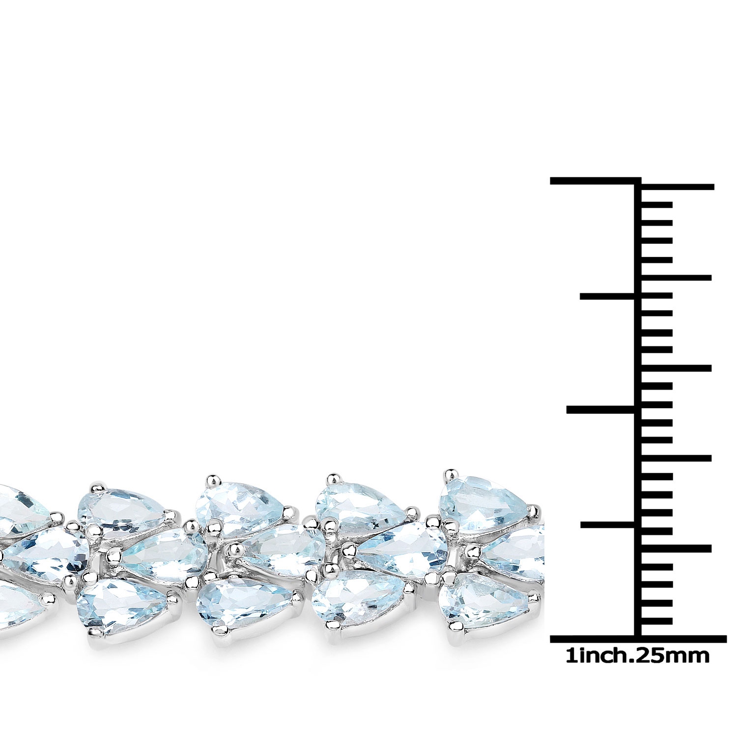 Bracelet en argent sterling de .925&nbsp;mm avec aigues-marines véritables d'14,11&nbsp;carat