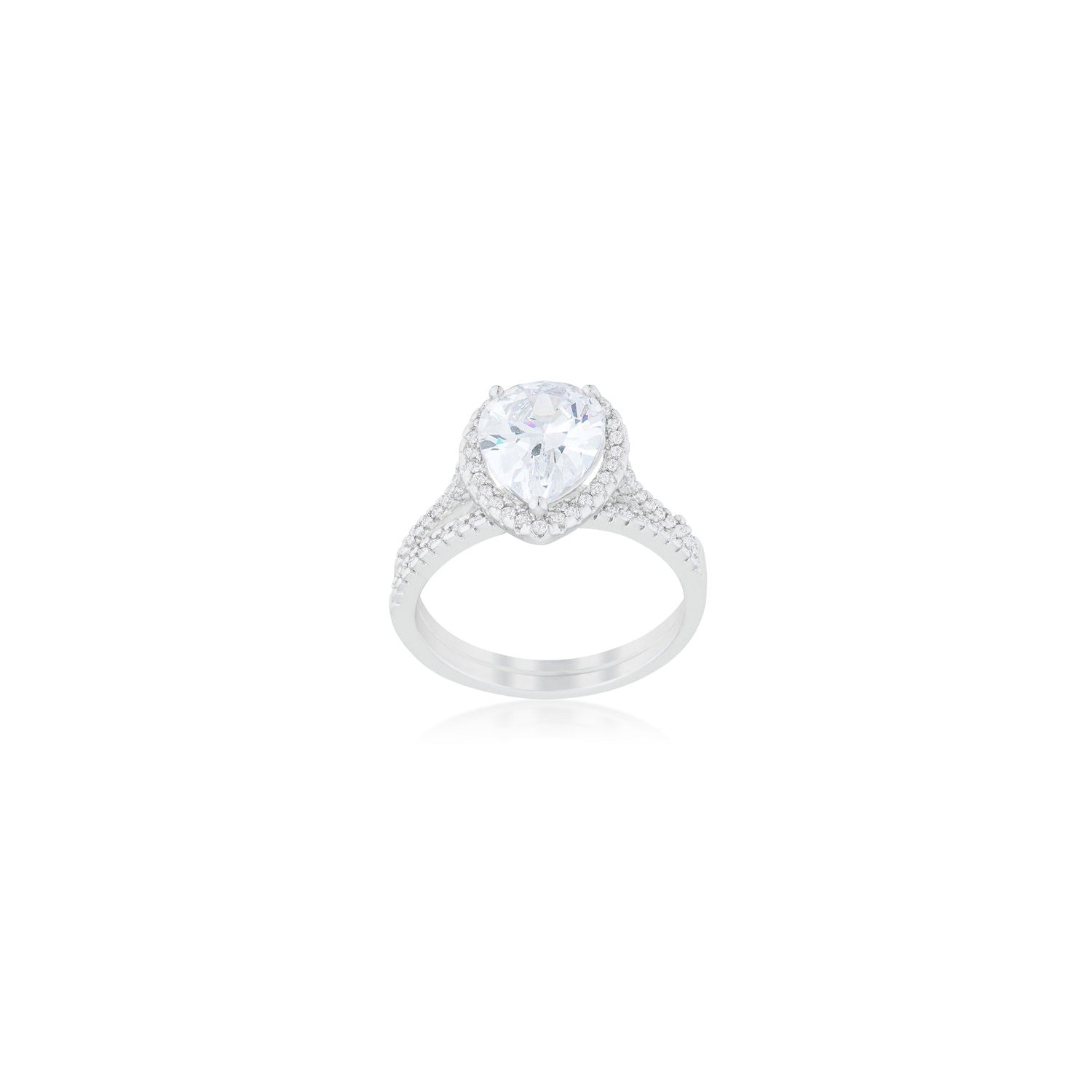 Halo Solitaire Pear Engagement Ring