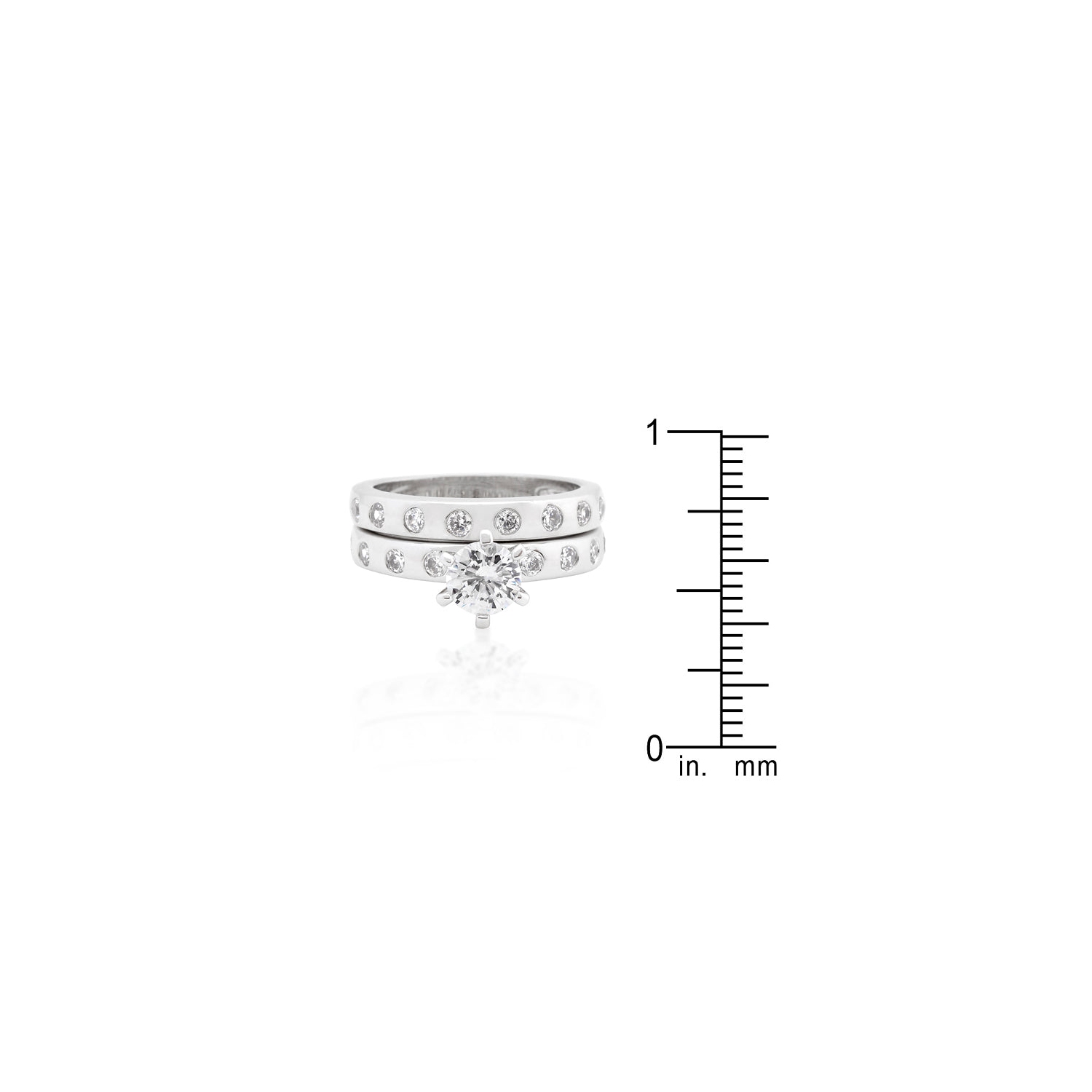 Bezel Set Round Cut Bridal Ring Set
