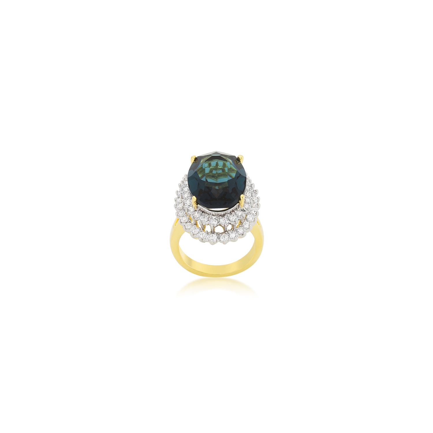Two-tone Double Halo Cocktail Ring