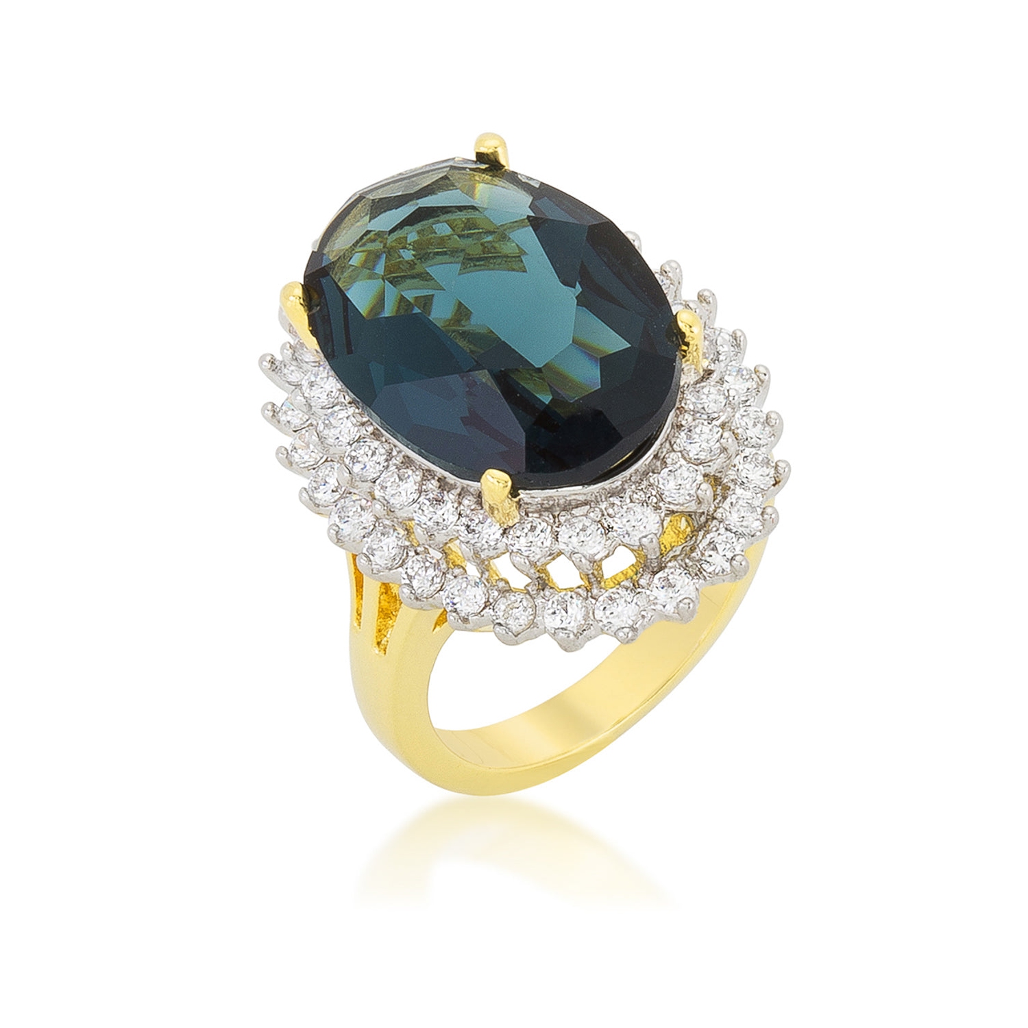 Two-tone Double Halo Cocktail Ring