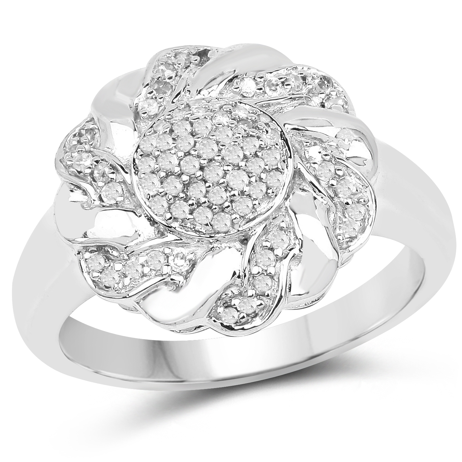 Bague en argent sterling plaqué or jaune 14K ct avec diamants blancs véritables .925 ct de 0,28 ct