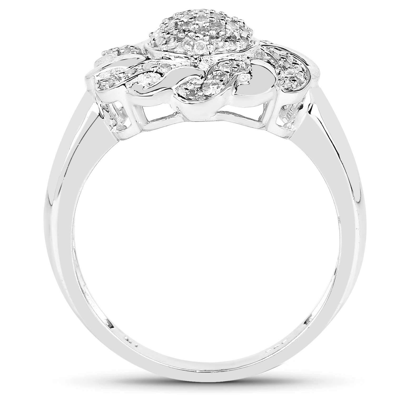 Bague en argent sterling plaqué or jaune 14K ct avec diamants blancs véritables .925 ct de 0,28 ct