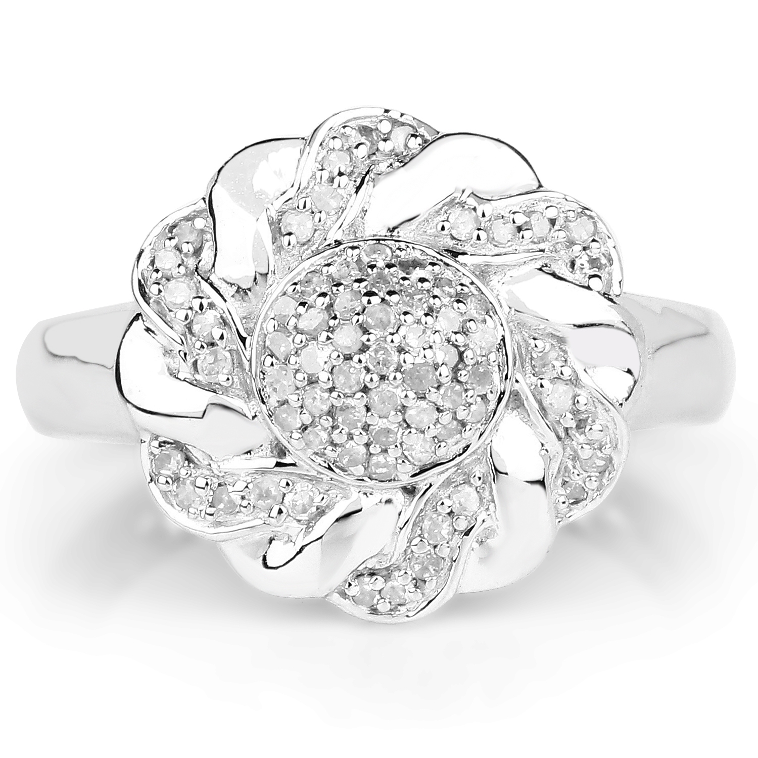 Bague en argent sterling plaqué or jaune 14K ct avec diamants blancs véritables .925 ct de 0,28 ct