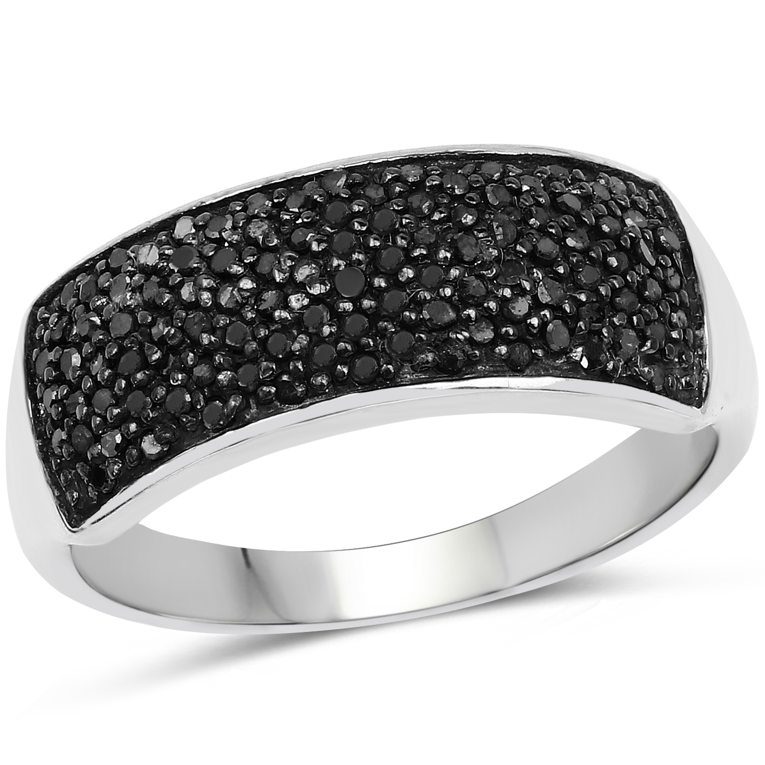 0.43 ct. Genuine Black Diamond .925 Sterling Silver Ring