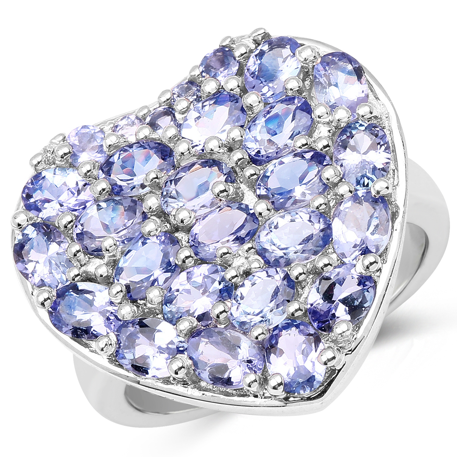 3.96 Carat Genuine Tanzanite .925 Sterling Silver Ring