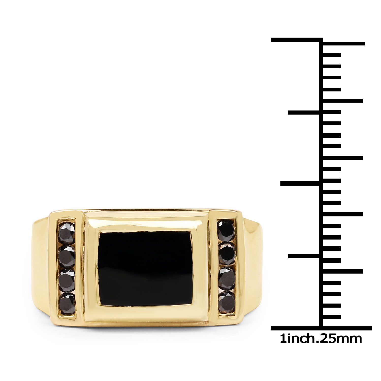 2.14 ct Genuine Black Onyx and Black Diamond .925 Sterling Silver Ring