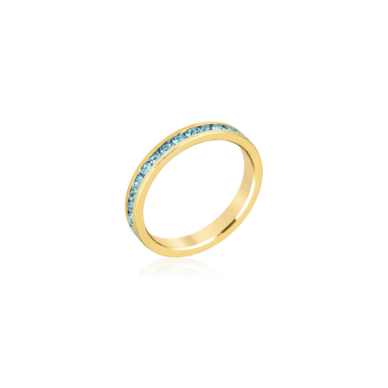 Stylish Stackables Aqua Crystal Gold Ring