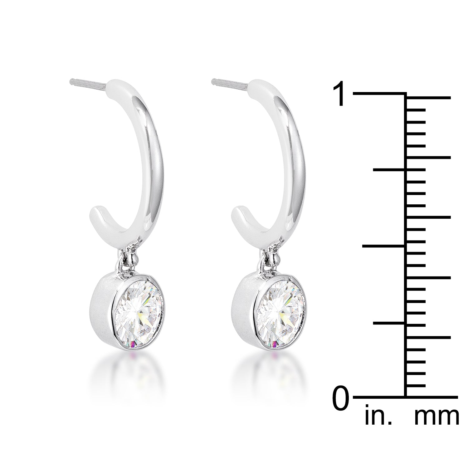 7mm Cz Plated Drop Hooplet Earrings