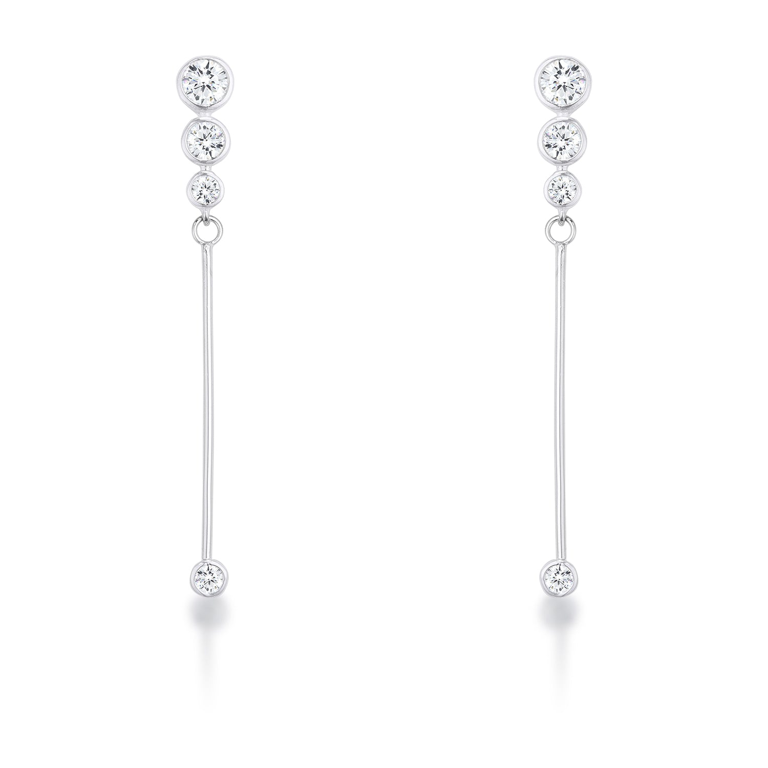 1.2Ct Graduated Plated Drop Cubic Zirconia Earrings.