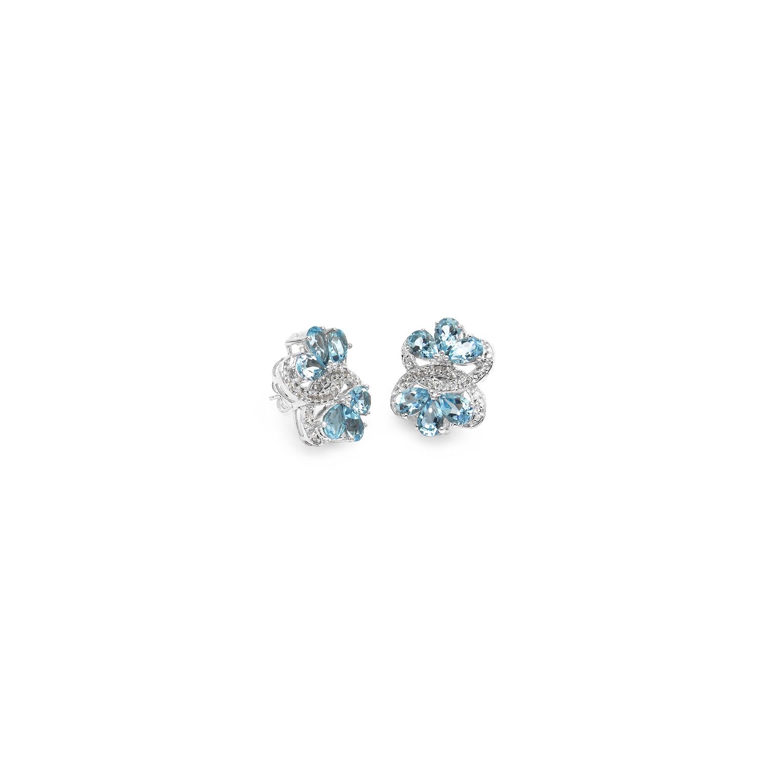 10.26 Carat Genuine Blue Topaz & White Topaz .925 Sterling Silver Earrings