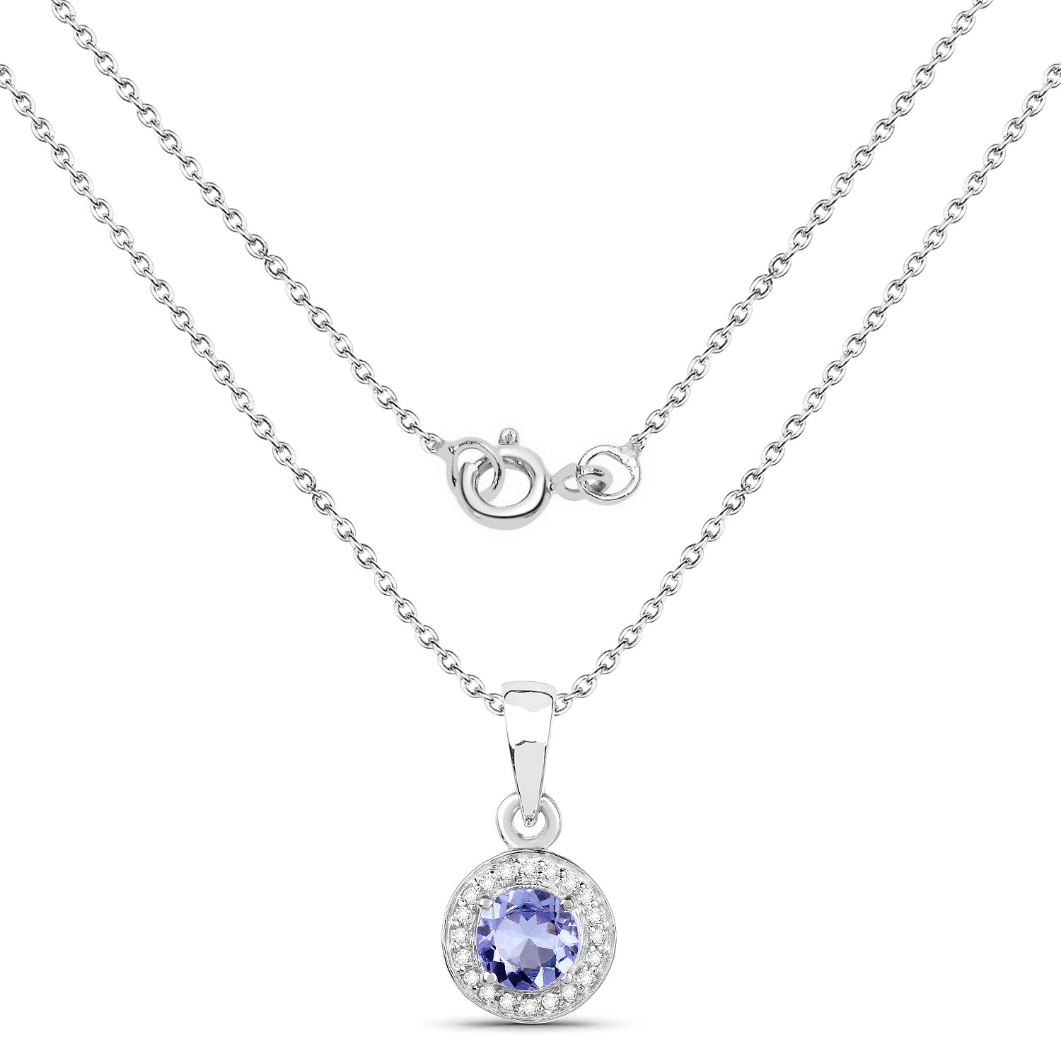 1.05 ct. Genuine Tanzanite and White Topaz .925 Sterling Silver Pendant