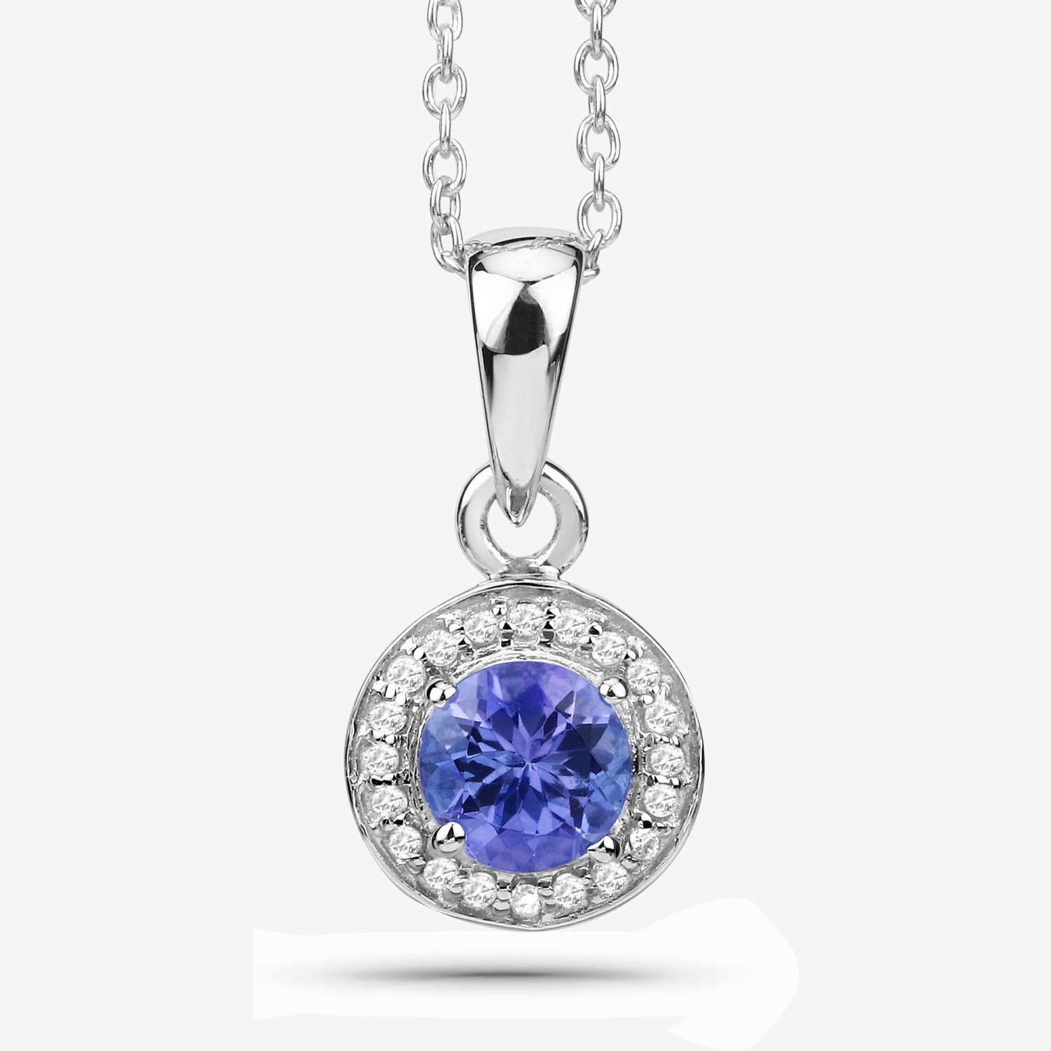 1.05 ct. Genuine Tanzanite and White Topaz .925 Sterling Silver Pendant