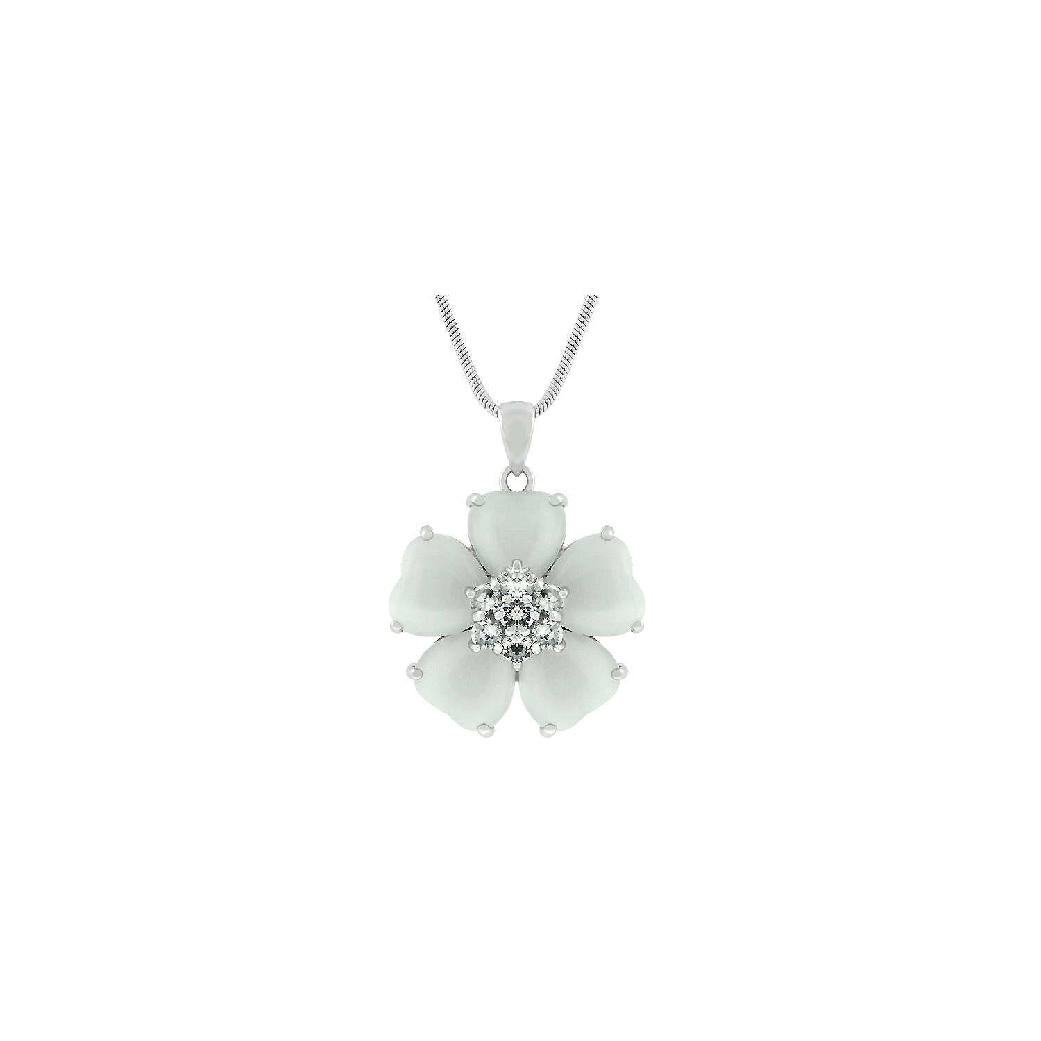 Cats Eye Cubic Zirconia Flower Pendant
